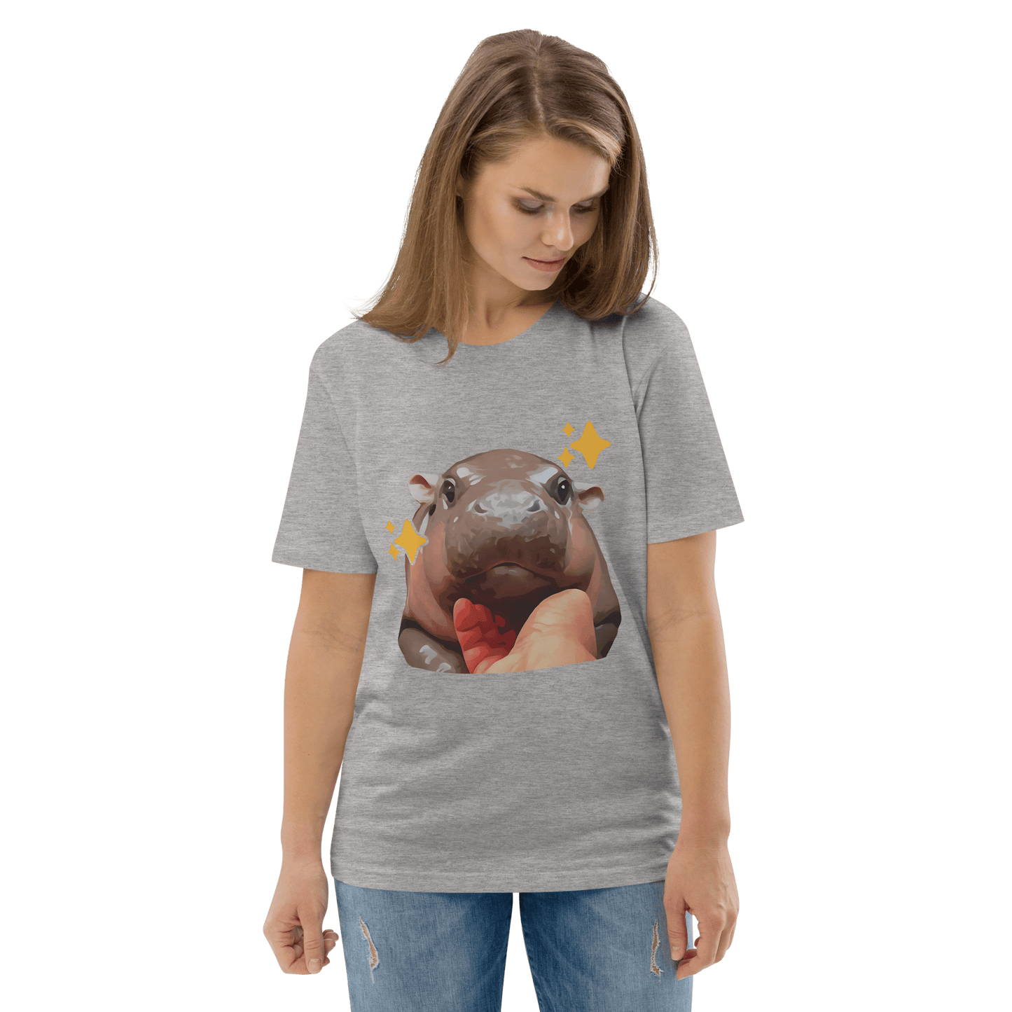 Moo Deng Premium Organic T-Shirt Meme - Heather Grey | Shirtposting