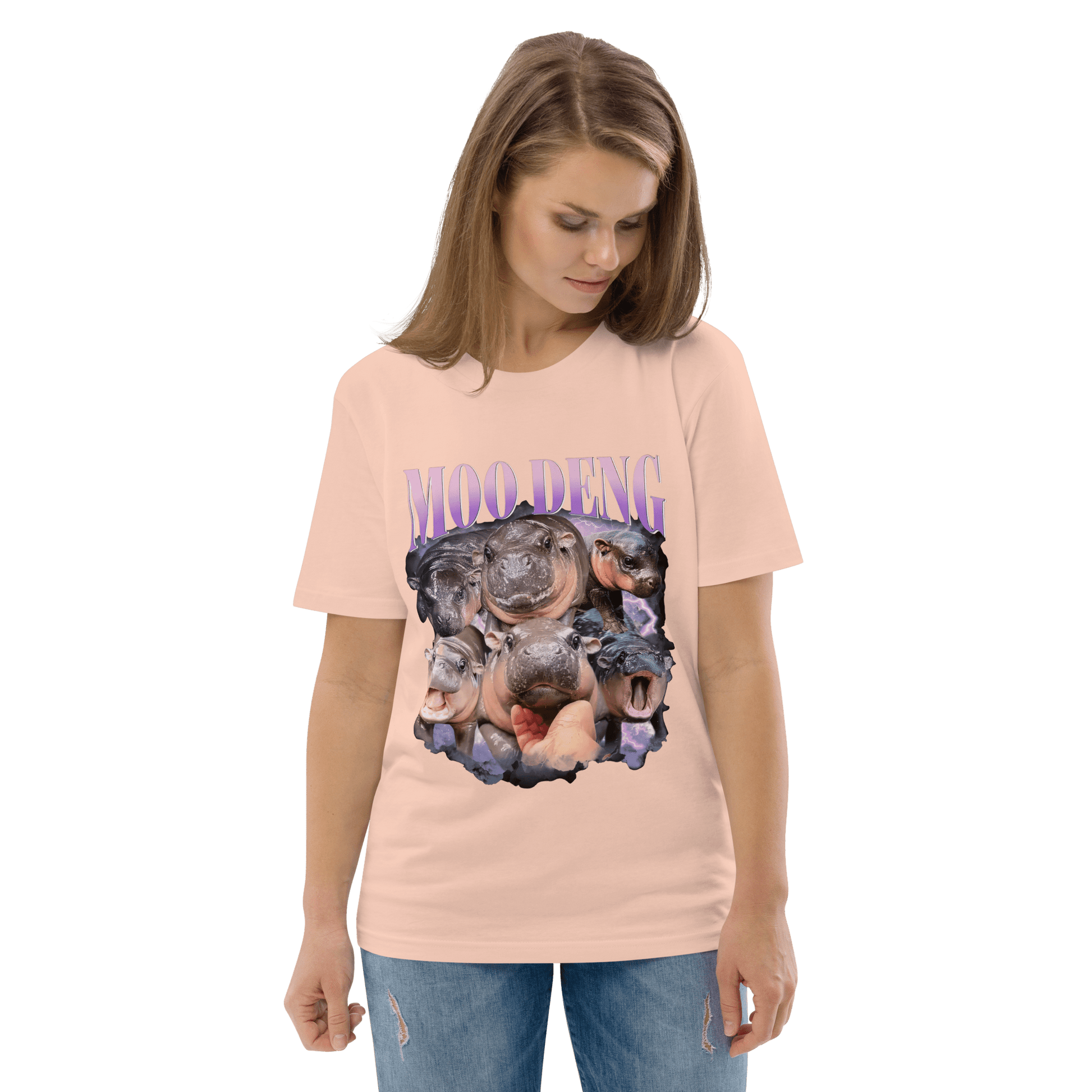 Moo Deng Premium Organic T-Shirt Meme - Lavender | Shirtposting