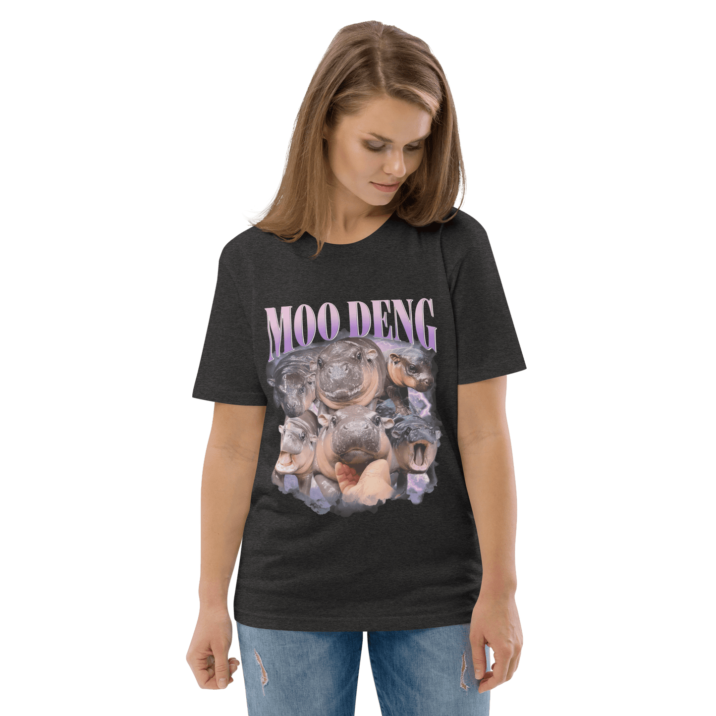 Moo Deng Premium Organic T-Shirt Meme - Lavender | Shirtposting