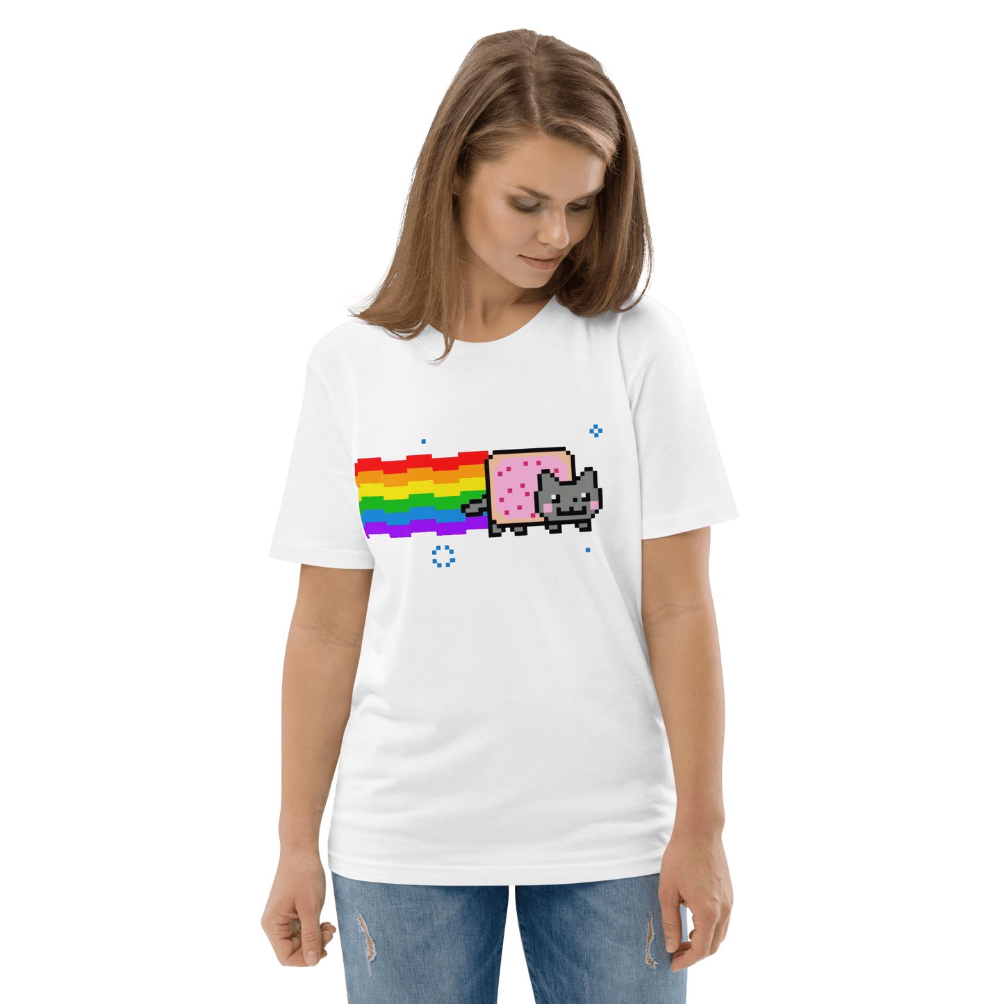 Nyan Cat Premium Organic T-Shirt Meme - Cotton Pink | Shirtposting