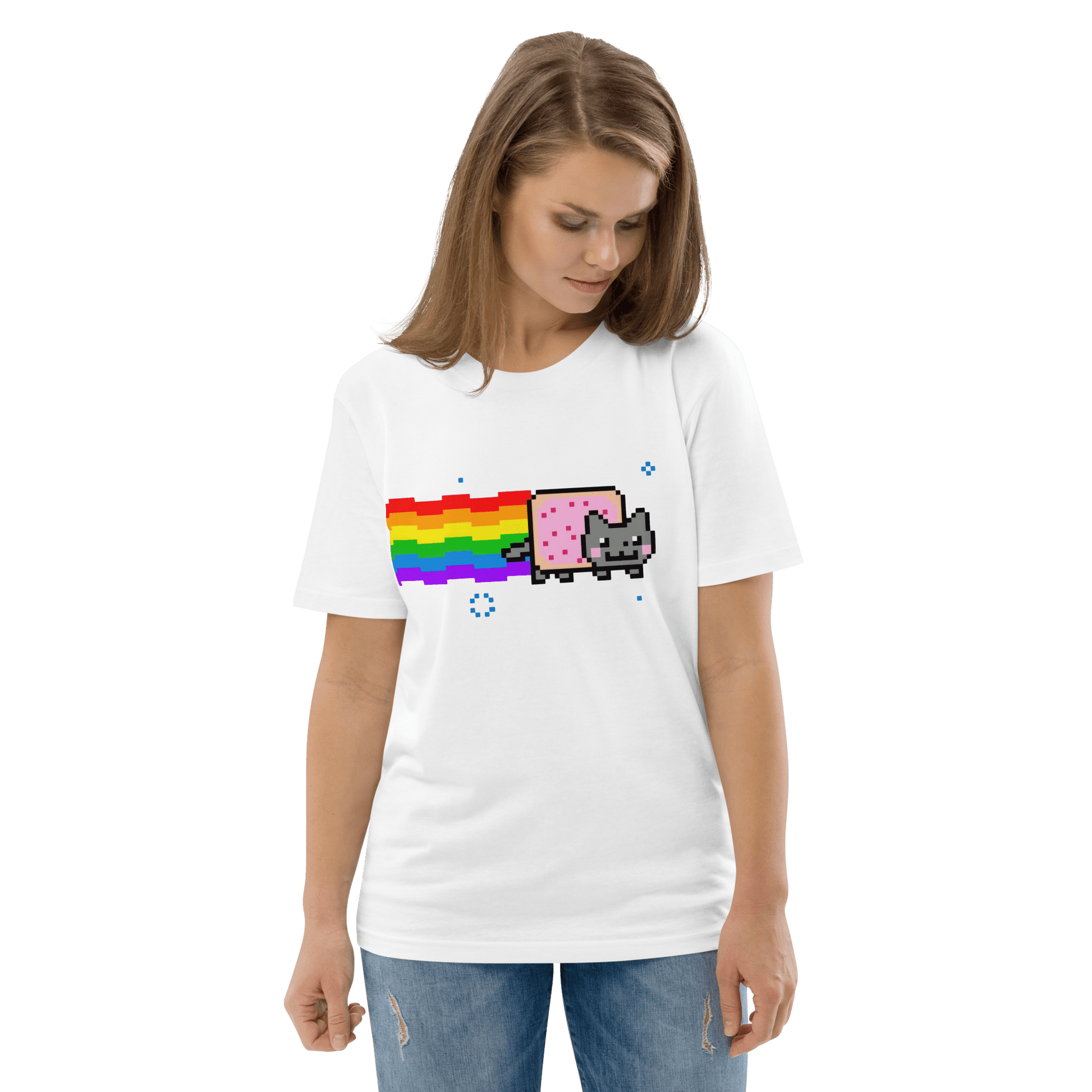 Nyan Cat Premium Organic T-Shirt Meme - Cotton Pink | Shirtposting