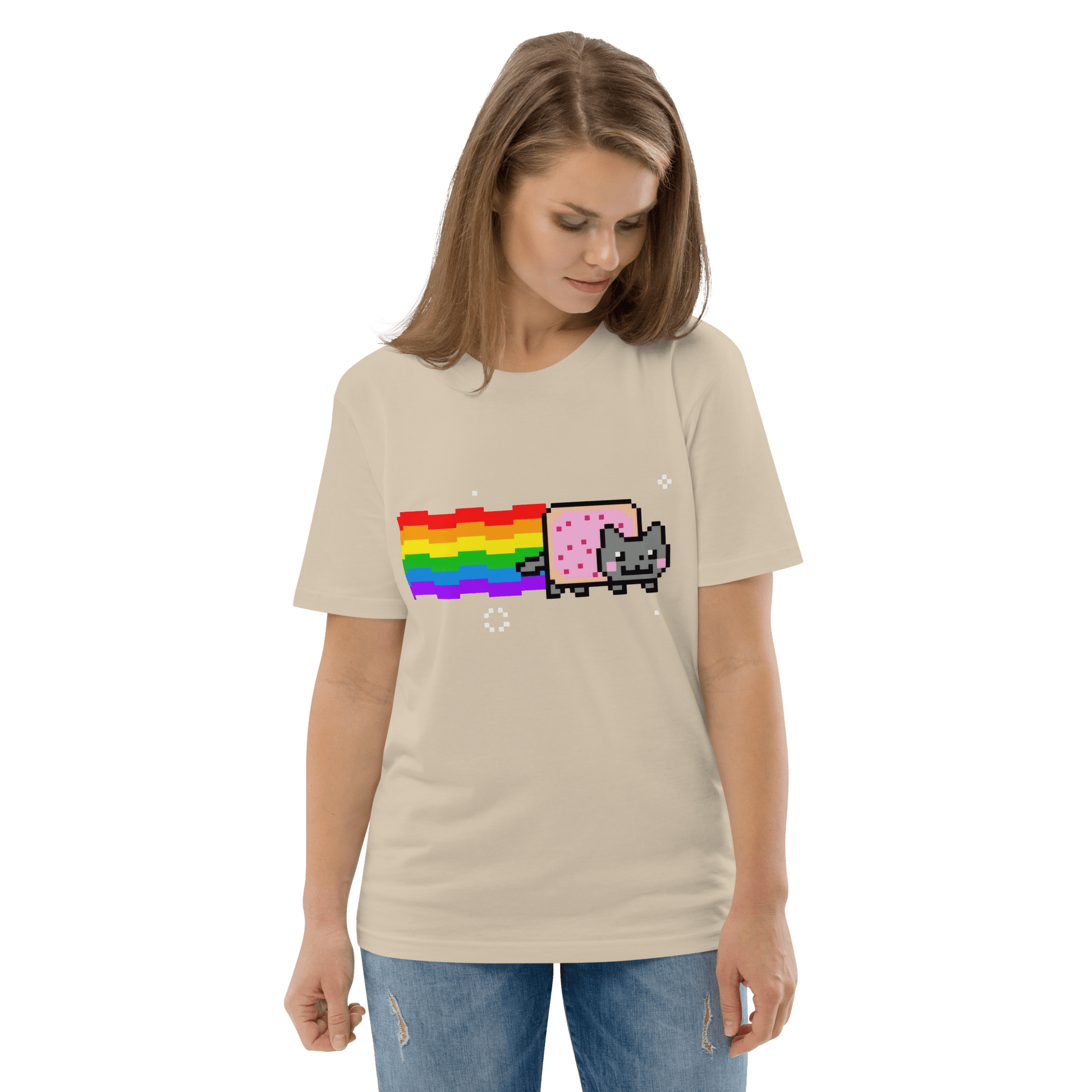 Nyan Cat Premium Organic T-Shirt Meme - Cotton Pink | Shirtposting