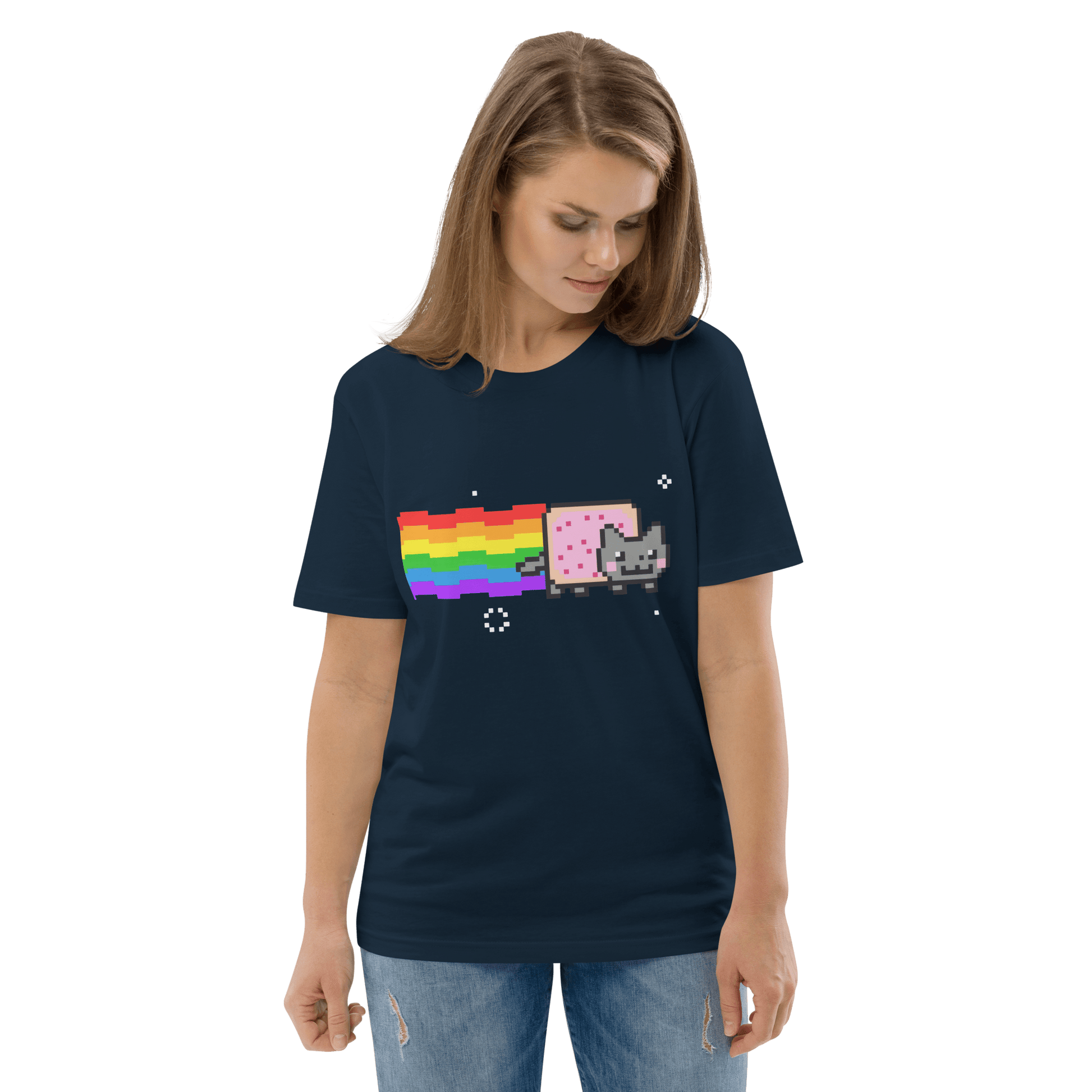 Nyan Cat Premium Organic T-Shirt Meme - Cotton Pink | Shirtposting