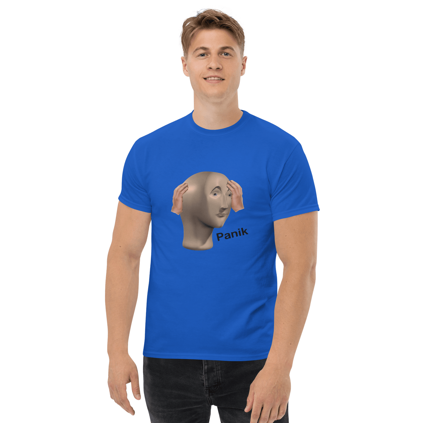 Panik Classic T-Shirt Meme - Royal | Shirtposting