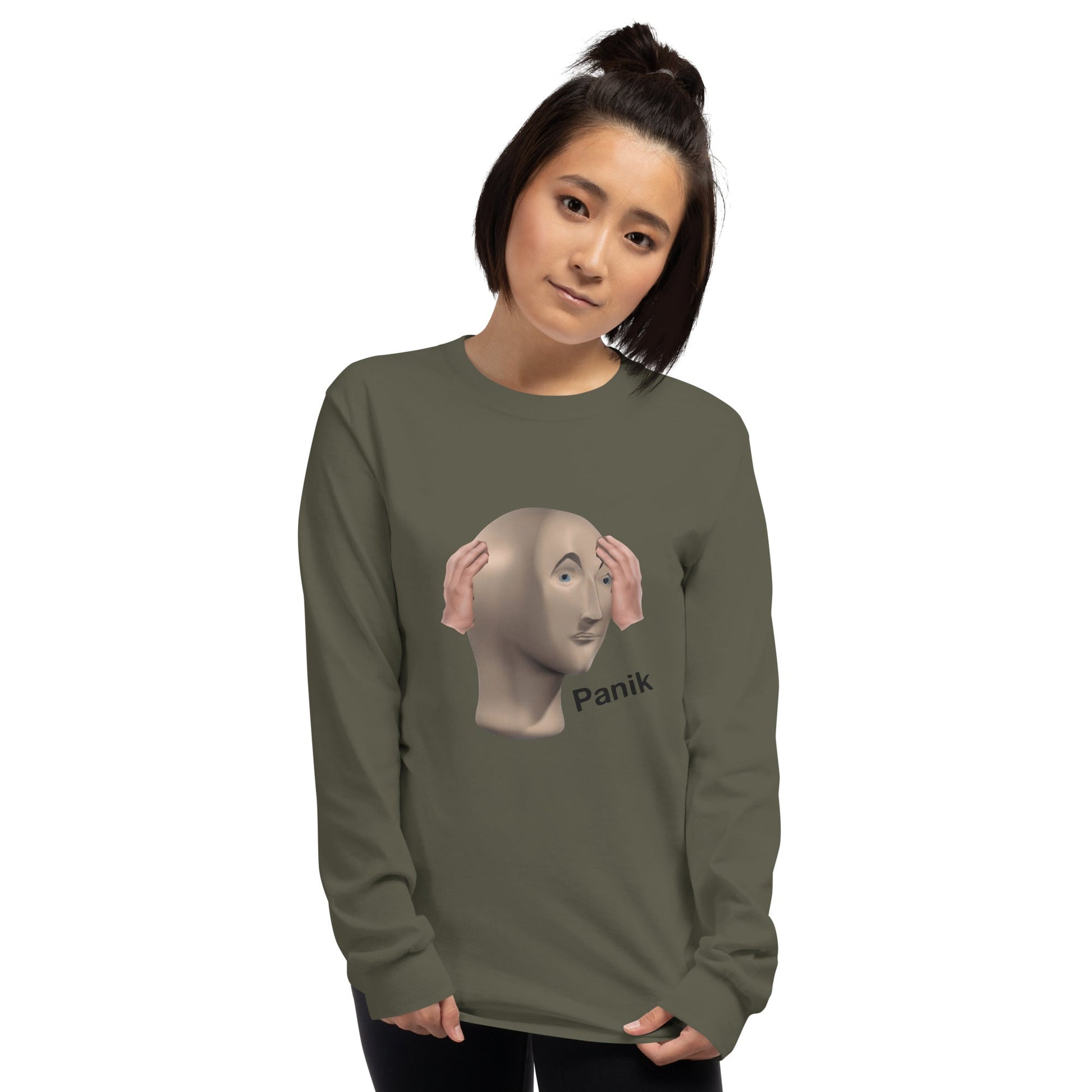 Panik Long Sleeve T-Shirt Meme - Ash | Shirtposting