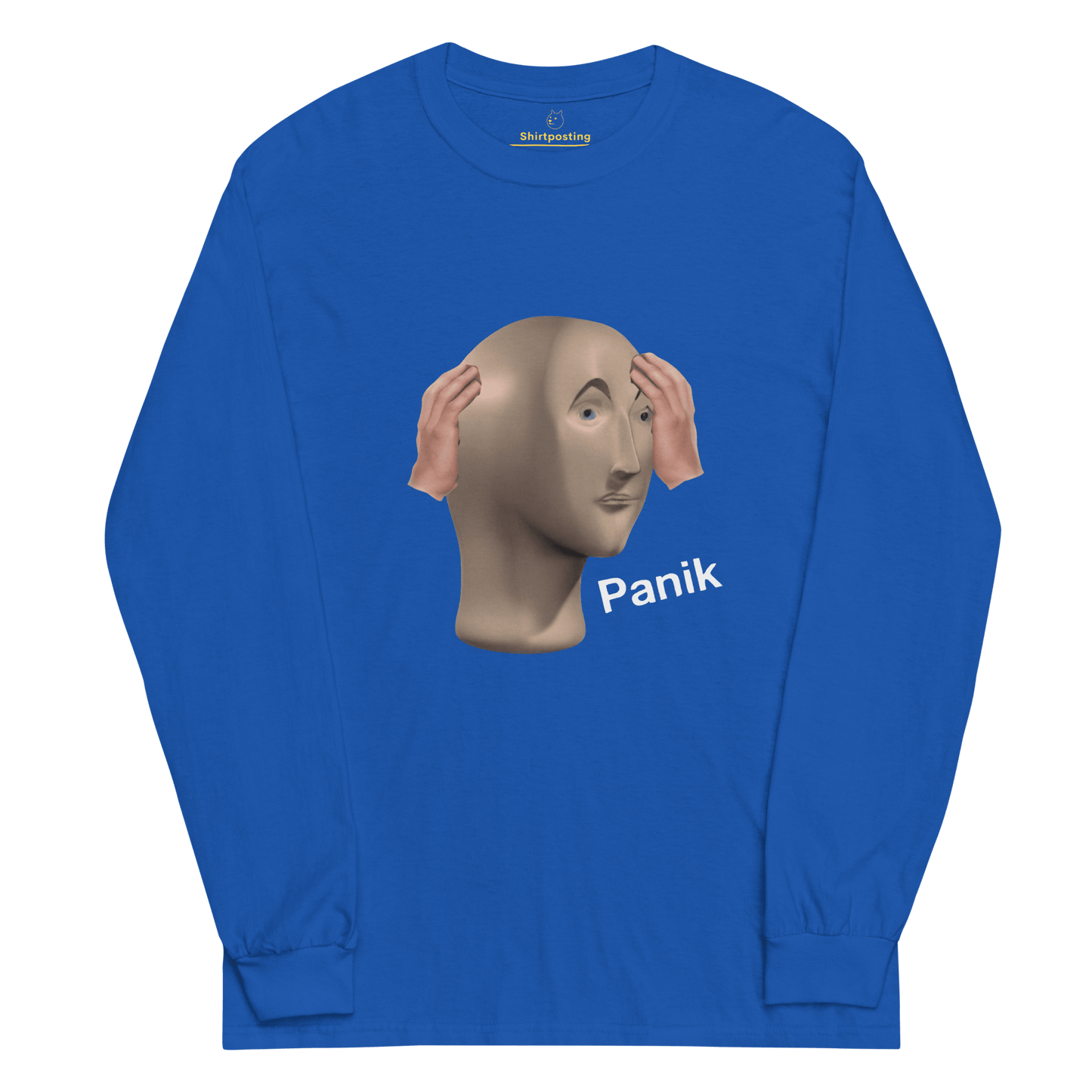 Panik Long Sleeve T-Shirt Meme - Royal | Shirtposting