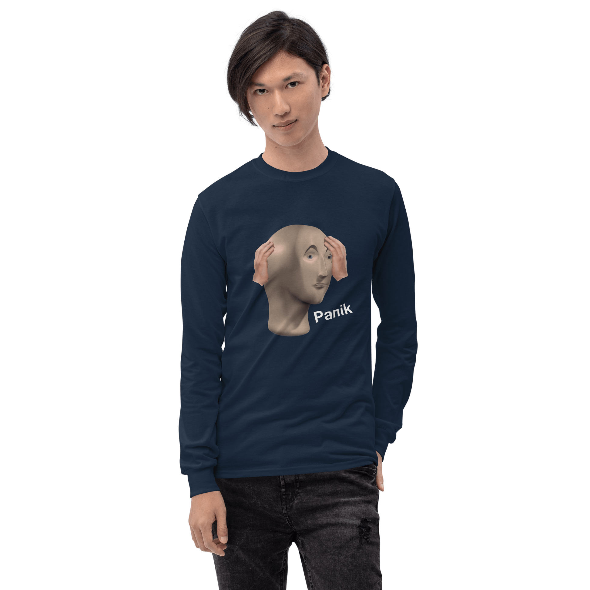 Panik Long Sleeve T-Shirt Meme - Royal | Shirtposting