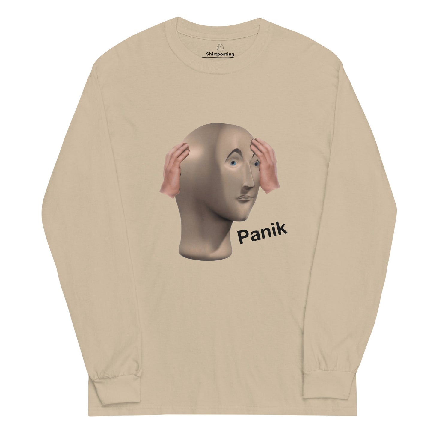 Panik Long Sleeve T-Shirt Meme - Sand | Shirtposting