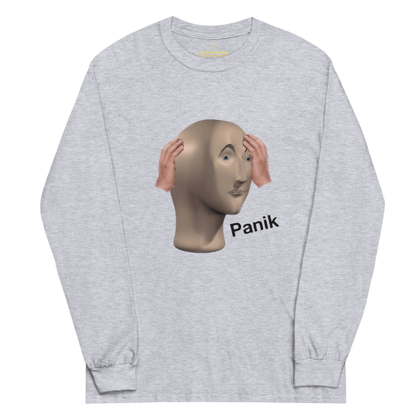 Panik Long Sleeve T-Shirt Meme - Sport Grey | Shirtposting