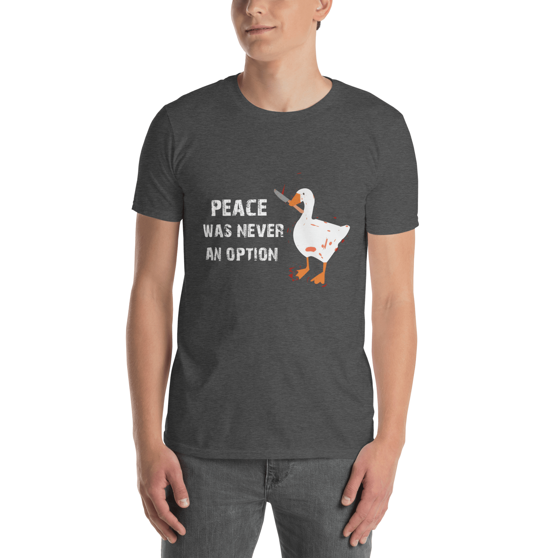 Peace Was Never An Option Classic T-Shirt Meme - Dark Heather Grey | Shirtposting