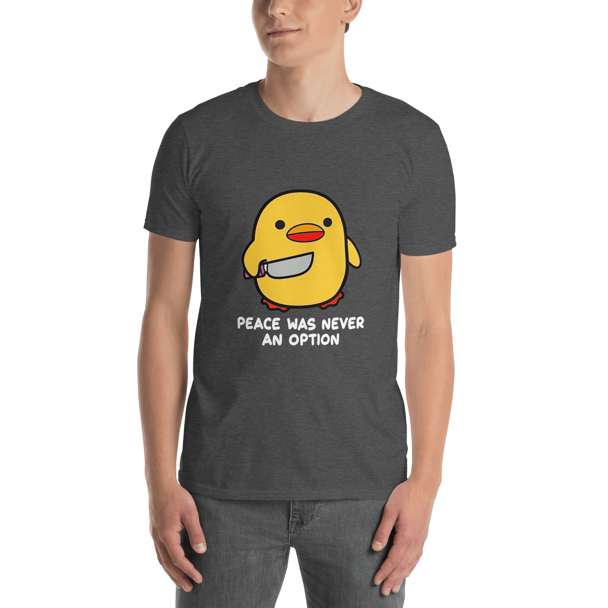Peace Was Never An Option Classic T-Shirt Meme - Dark Heather Grey | Shirtposting