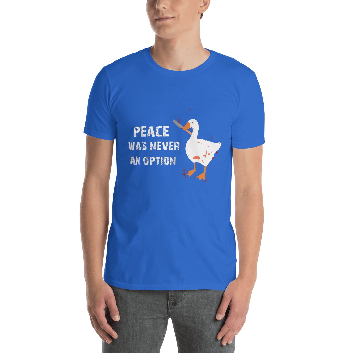 Peace Was Never An Option Classic T-Shirt Meme - Dark Heather Grey | Shirtposting