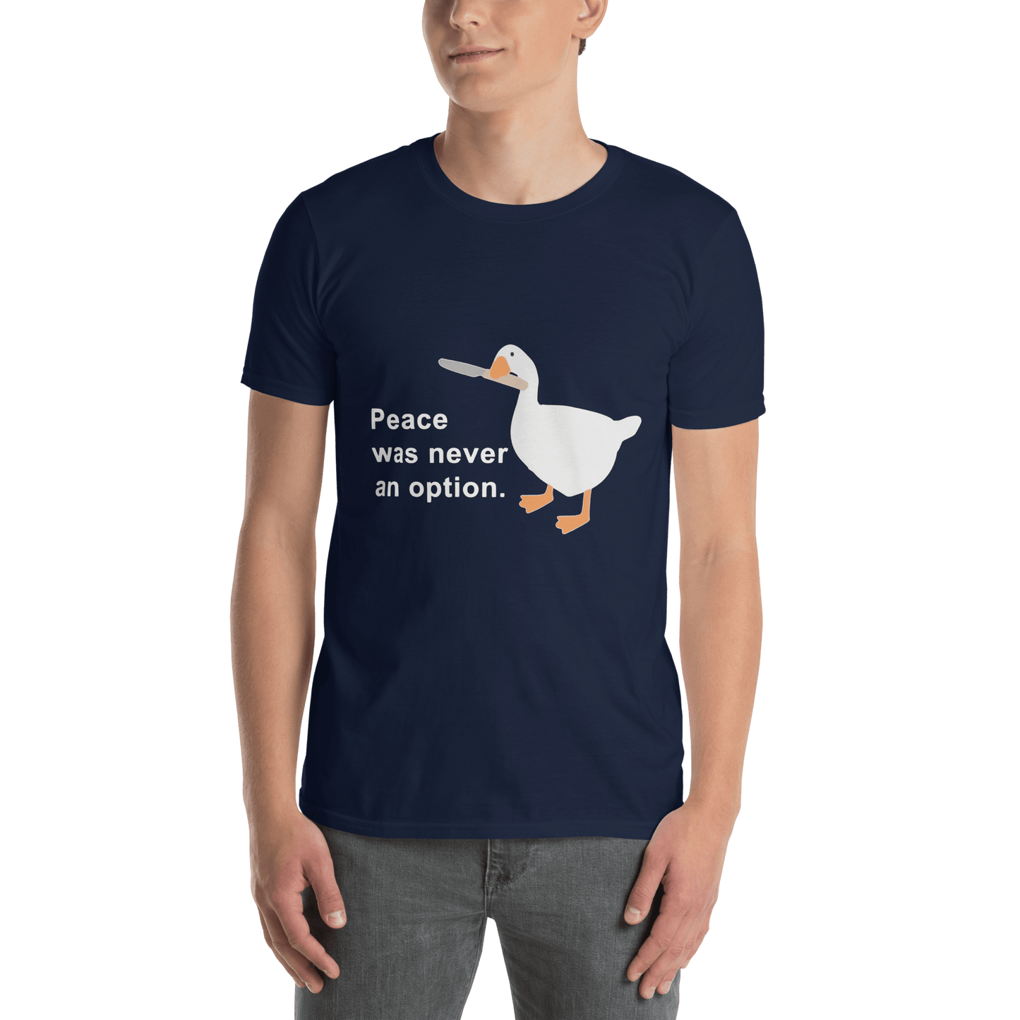 Peace Was Never An Option Classic T-Shirt Meme - Dark Heather Grey | Shirtposting
