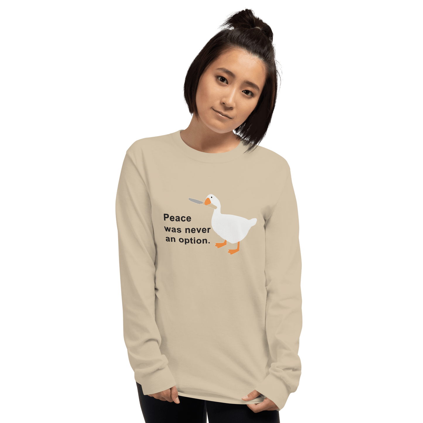 Peace Was Never An Option Long Sleeve T-Shirt Meme - Sport Grey | Shirtposting