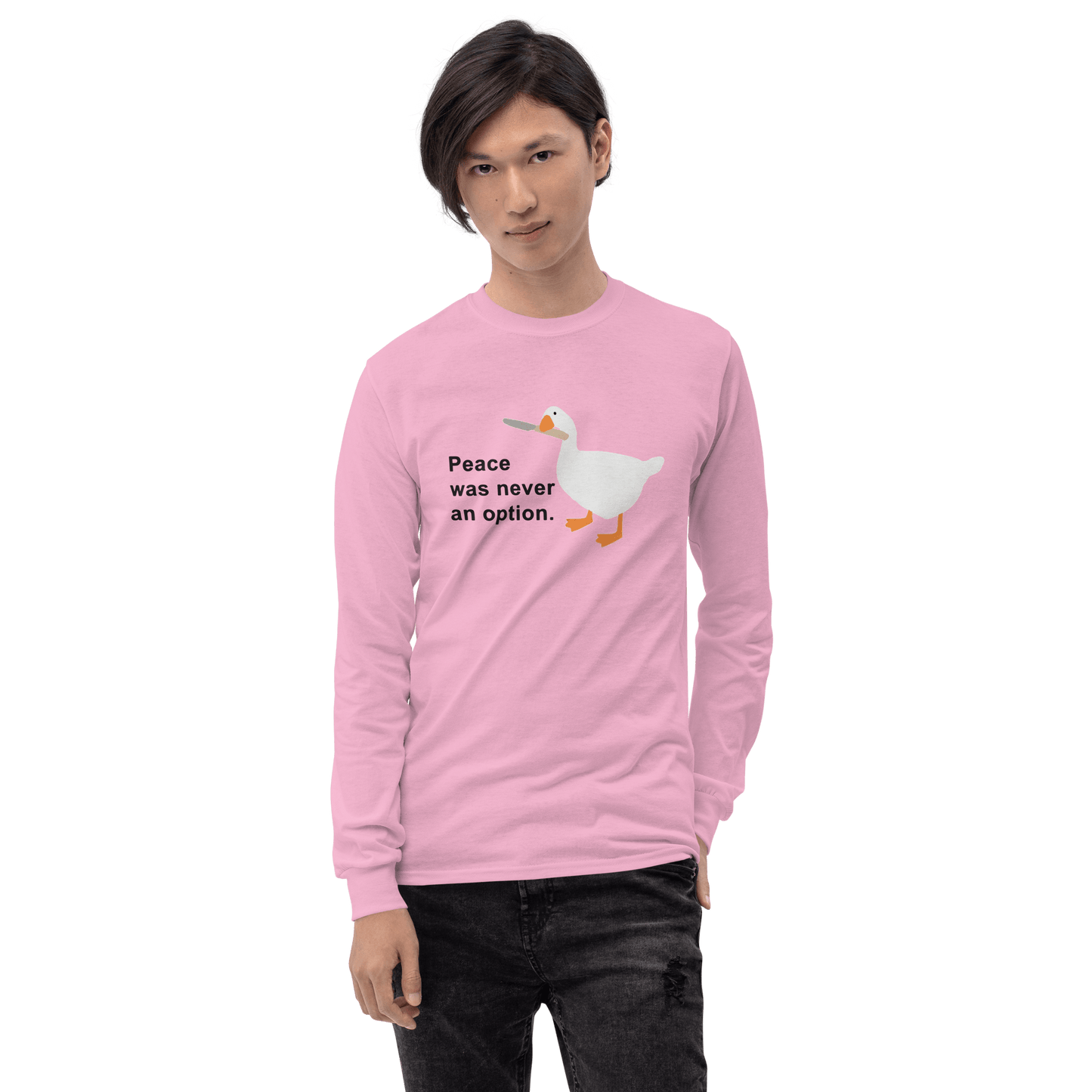 Peace Was Never An Option Long Sleeve T-Shirt Meme - Sport Grey | Shirtposting