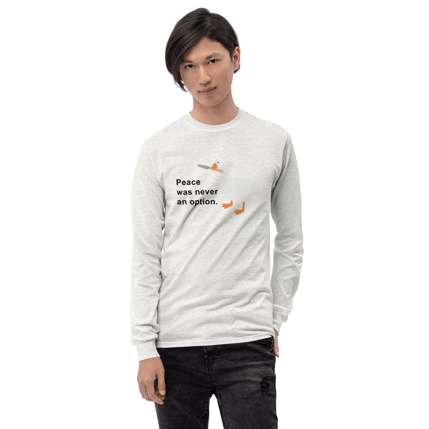 Peace Was Never An Option Long Sleeve T-Shirt Meme - Sport Grey | Shirtposting