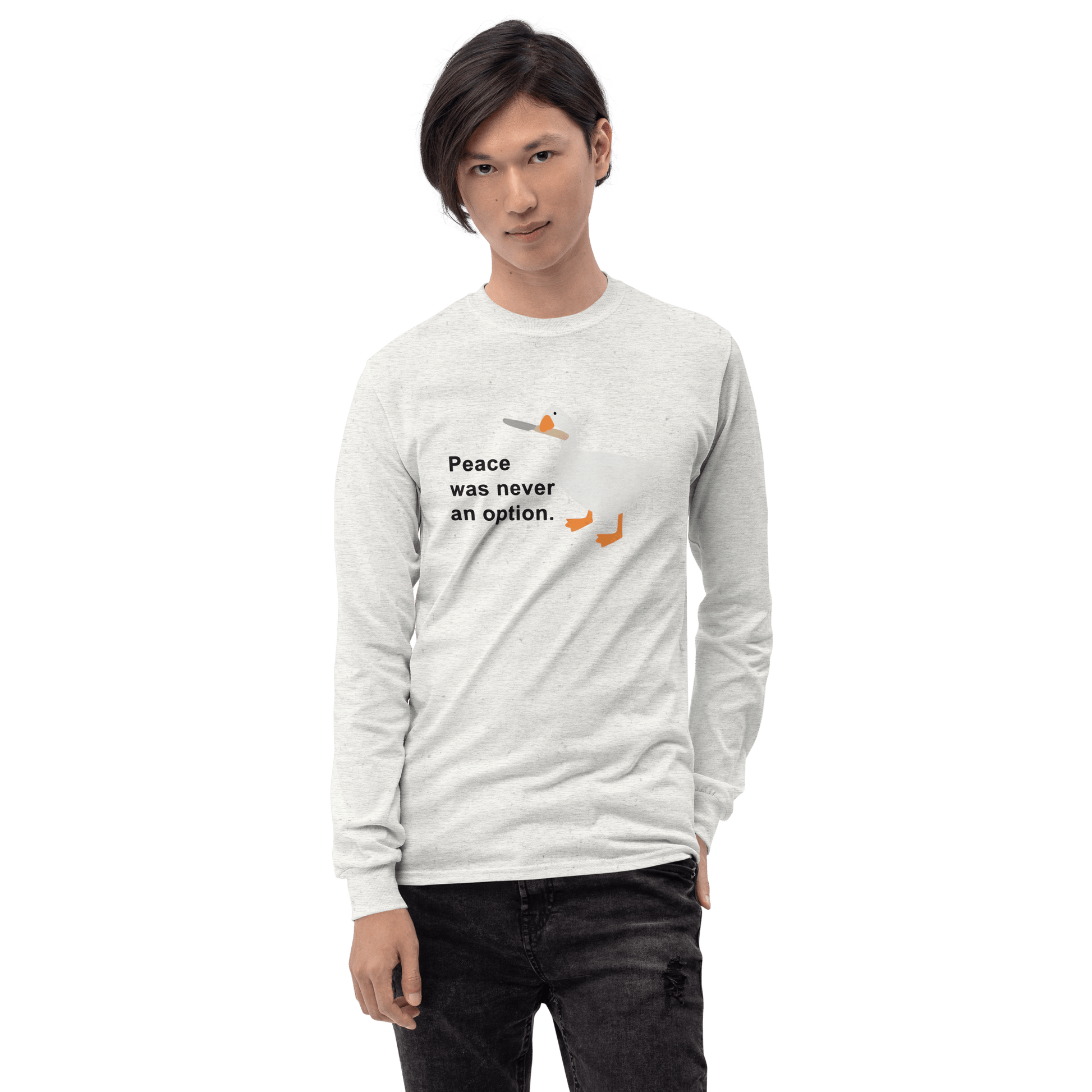 Peace Was Never An Option Long Sleeve T-Shirt Meme - Sport Grey | Shirtposting