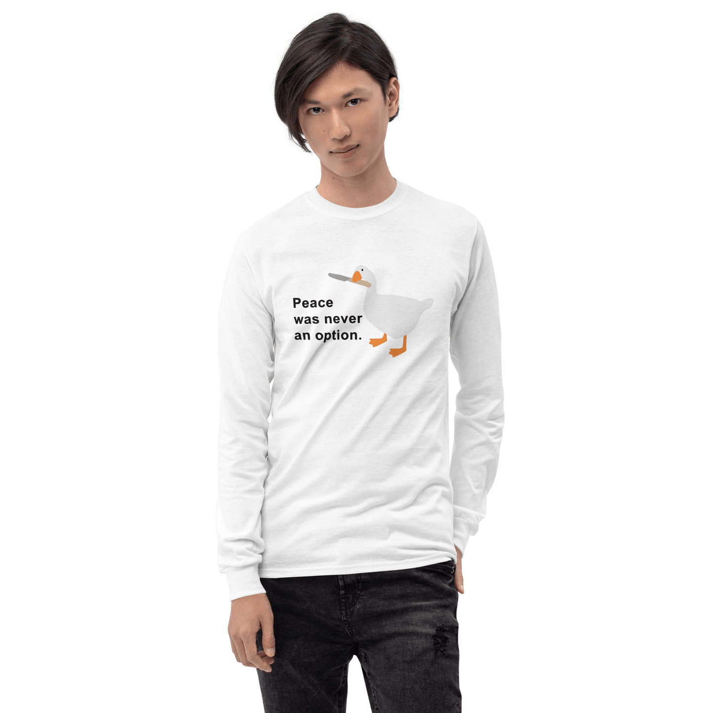 Peace Was Never An Option Long Sleeve T-Shirt Meme - Sport Grey | Shirtposting