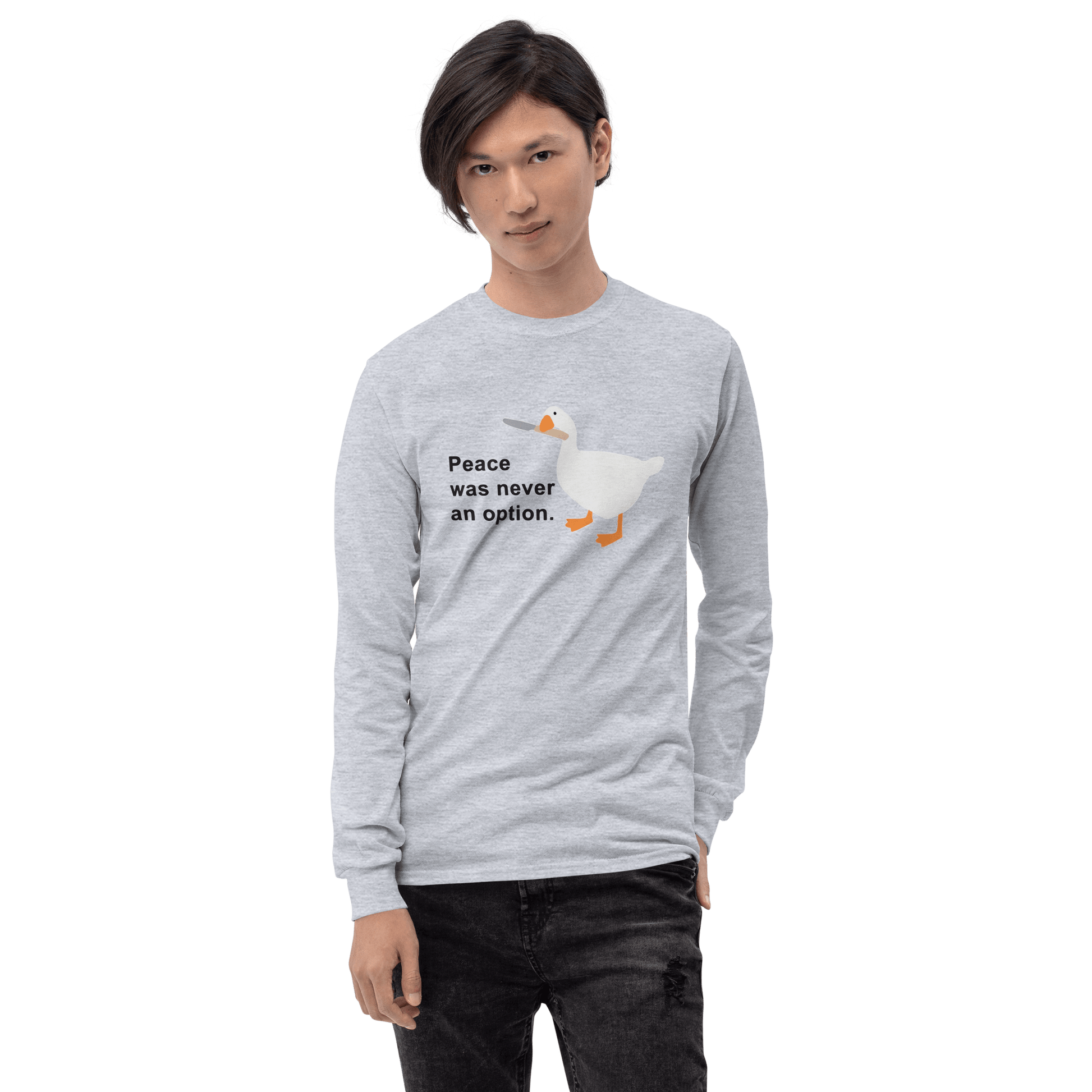 Peace Was Never An Option Long Sleeve T-Shirt Meme - Sport Grey | Shirtposting