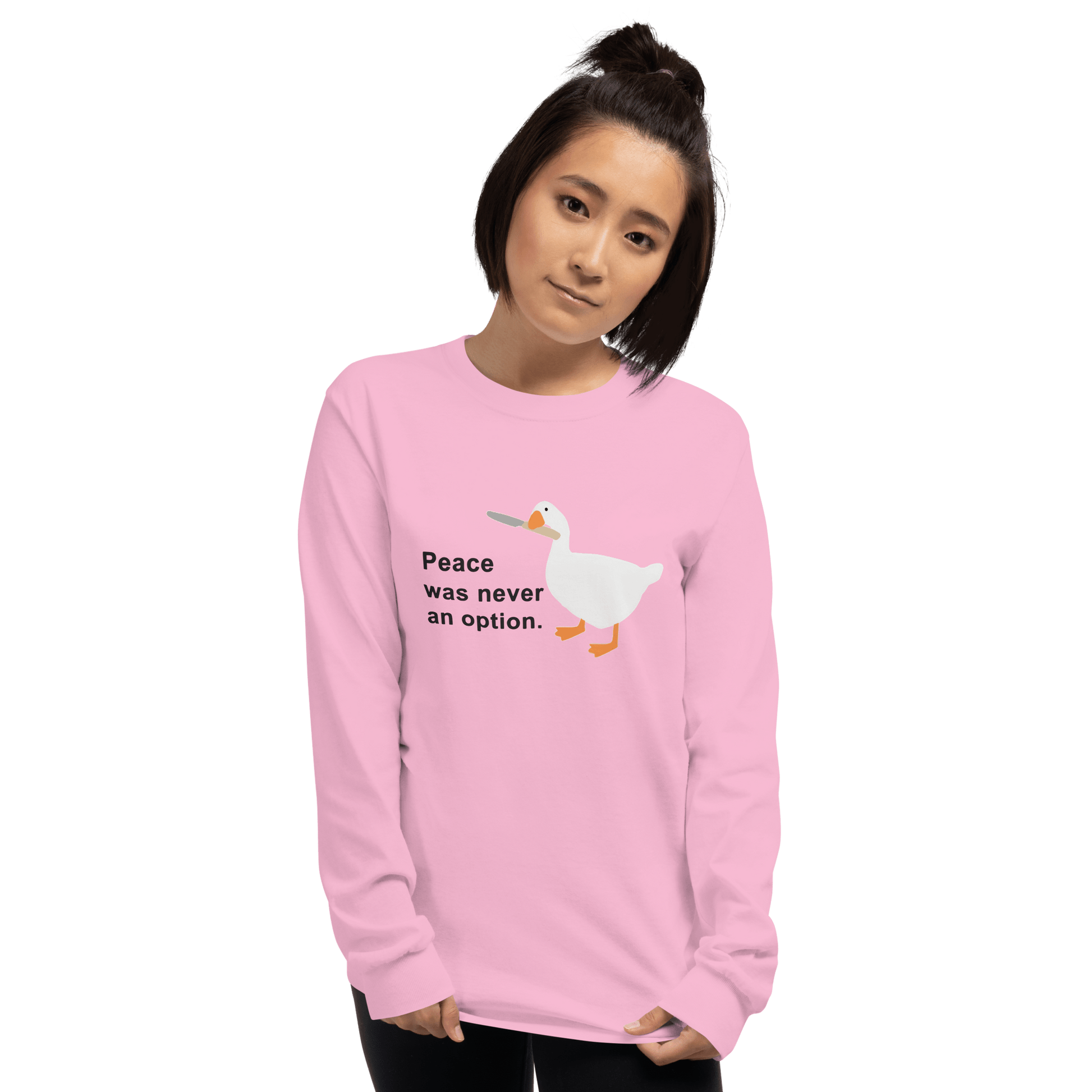 Peace Was Never An Option Long Sleeve T-Shirt Meme - Sport Grey | Shirtposting