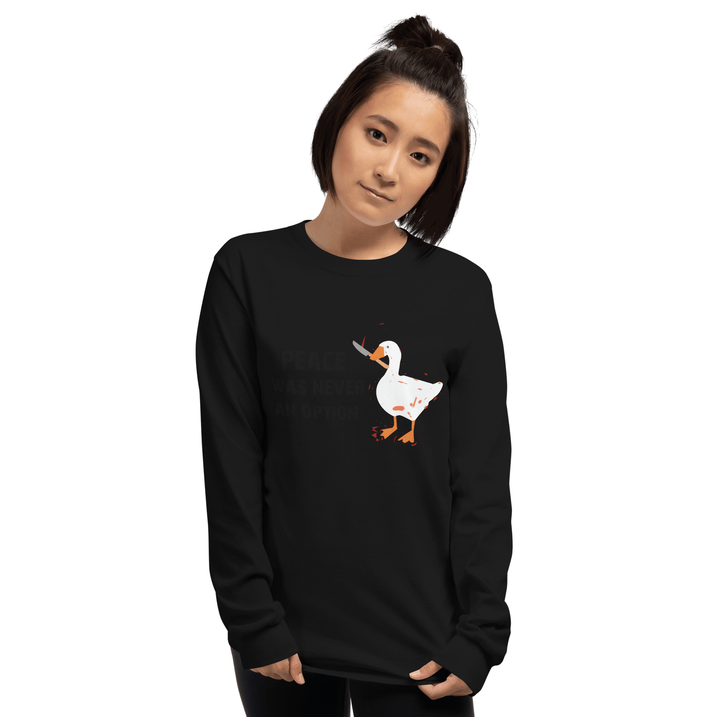 Peace Was Never An Option Long Sleeve T-Shirt Meme - White | Shirtposting