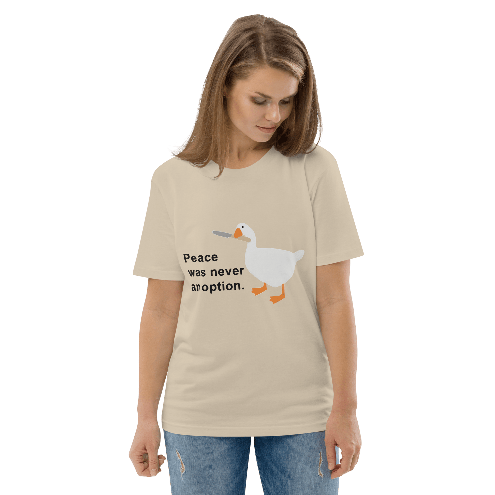 Peace Was Never An Option Premium Organic T-Shirt Meme - Cotton Pink | Shirtposting