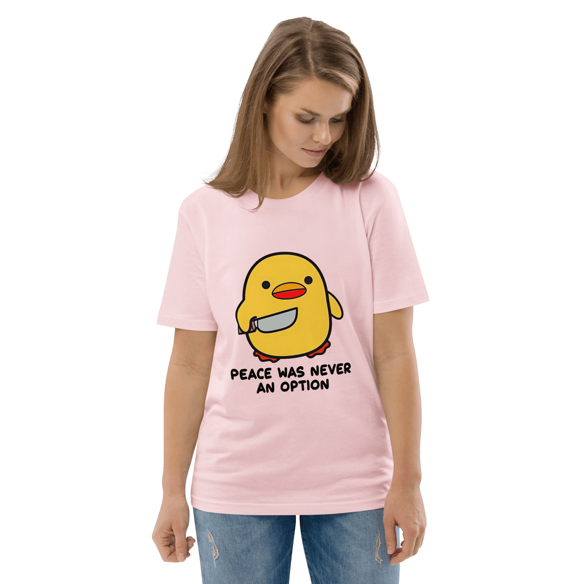 Peace Was Never An Option Premium Organic T-Shirt Meme - Cotton Pink | Shirtposting