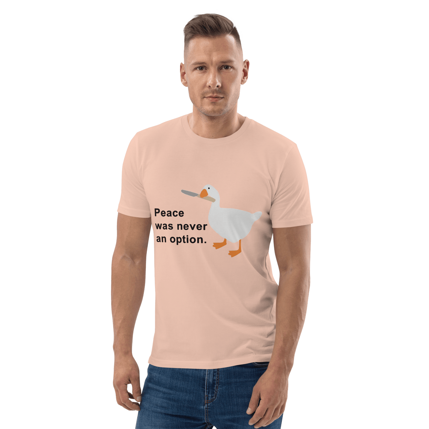 Peace Was Never An Option Premium Organic T-Shirt Meme - Cotton Pink | Shirtposting