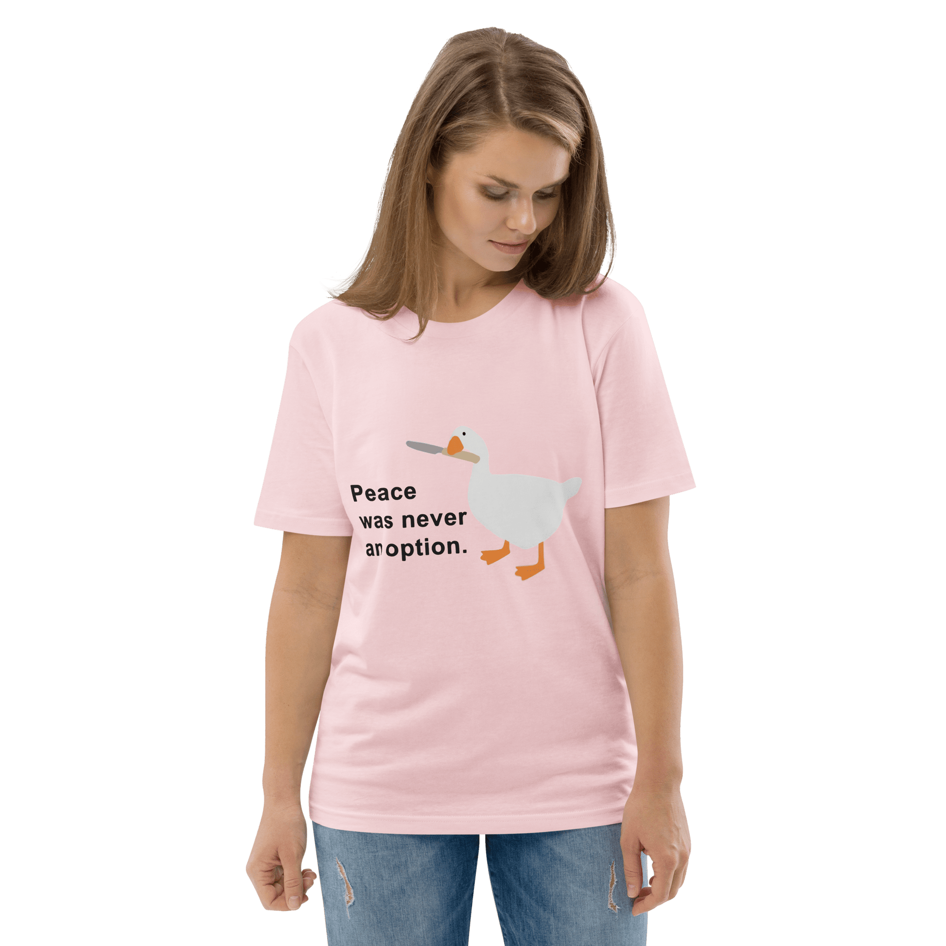 Peace Was Never An Option Premium Organic T-Shirt Meme - Cotton Pink | Shirtposting