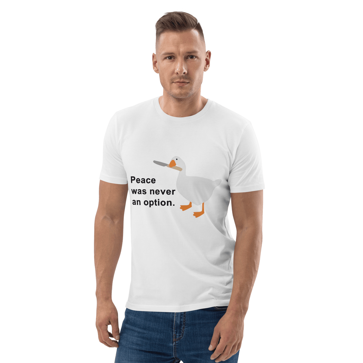 Peace Was Never An Option Premium Organic T-Shirt Meme - Cotton Pink | Shirtposting