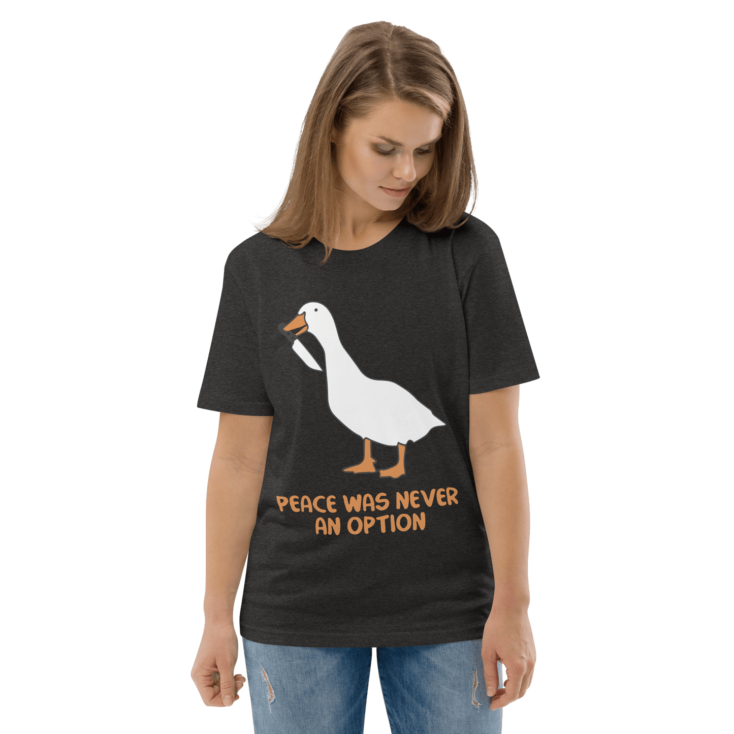 Peace Was Never An Option Premium Organic T-Shirt Meme - Dark Heather Grey | Shirtposting