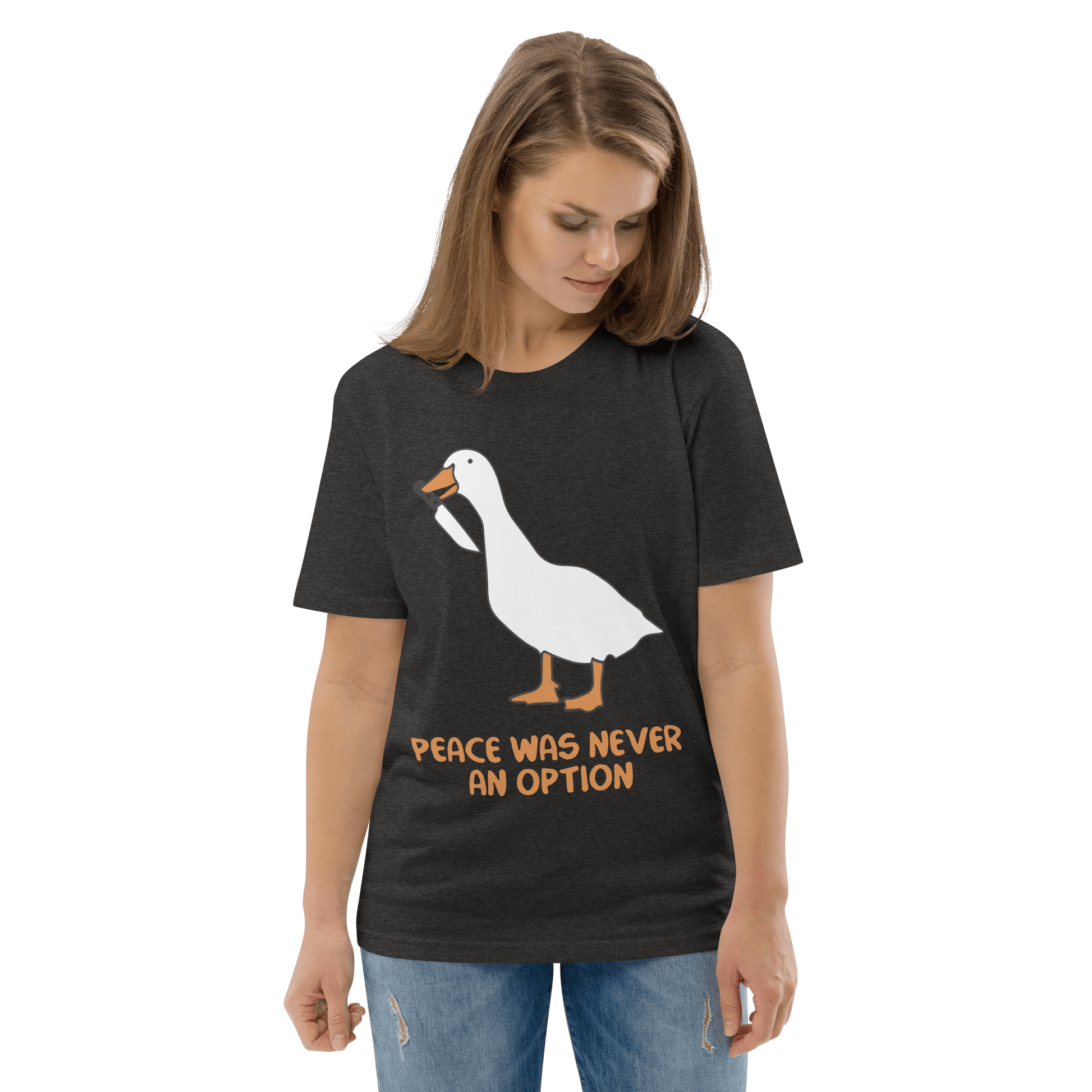 Peace Was Never An Option Premium Organic T-Shirt Meme - Dark Heather Grey | Shirtposting