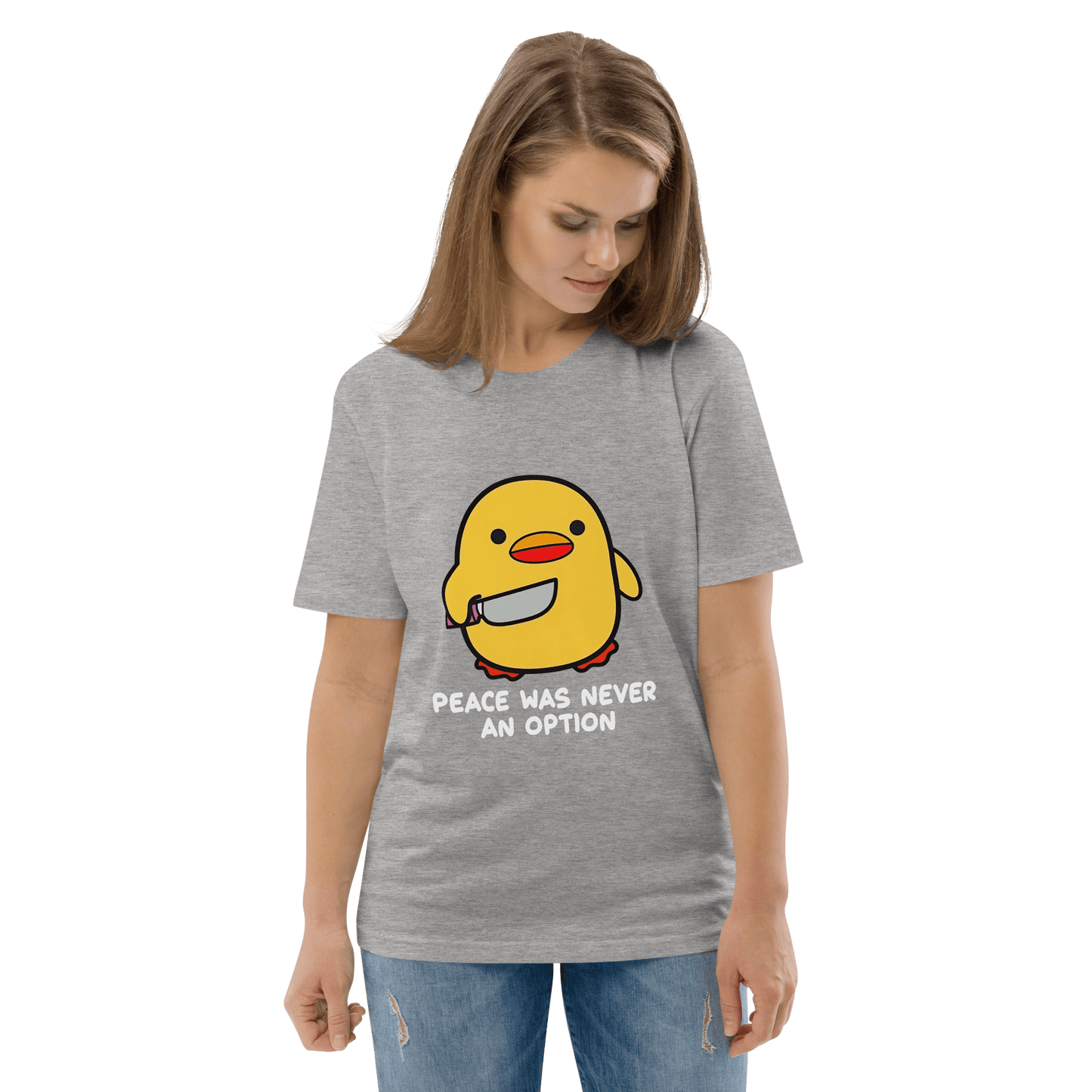 Peace Was Never An Option Premium Organic T-Shirt Meme - Dark Heather Grey | Shirtposting