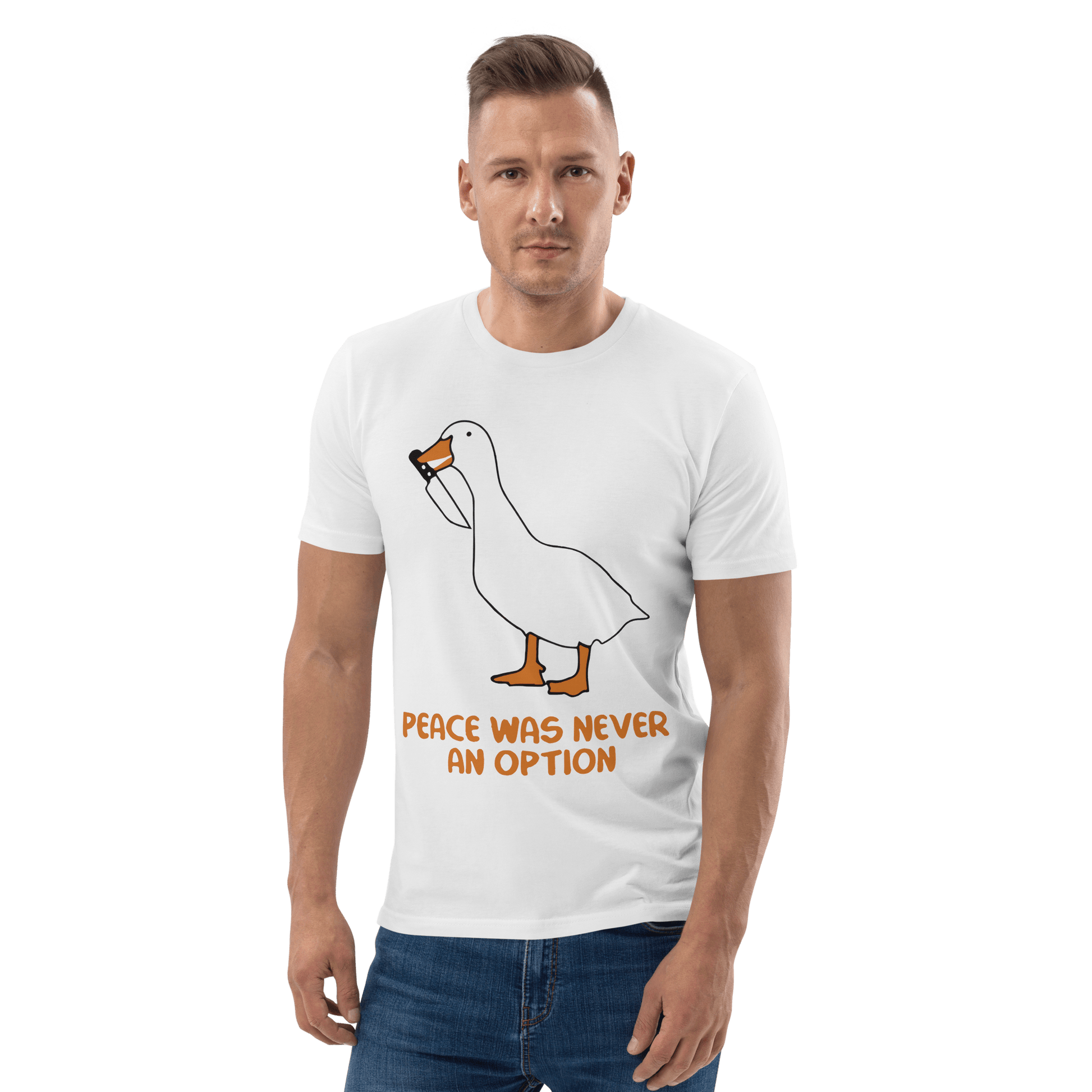 Peace Was Never An Option Premium Organic T-Shirt Meme - Dark Heather Grey | Shirtposting