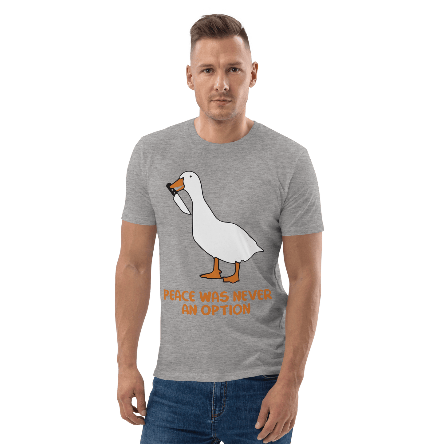 Peace Was Never An Option Premium Organic T-Shirt Meme - Dark Heather Grey | Shirtposting