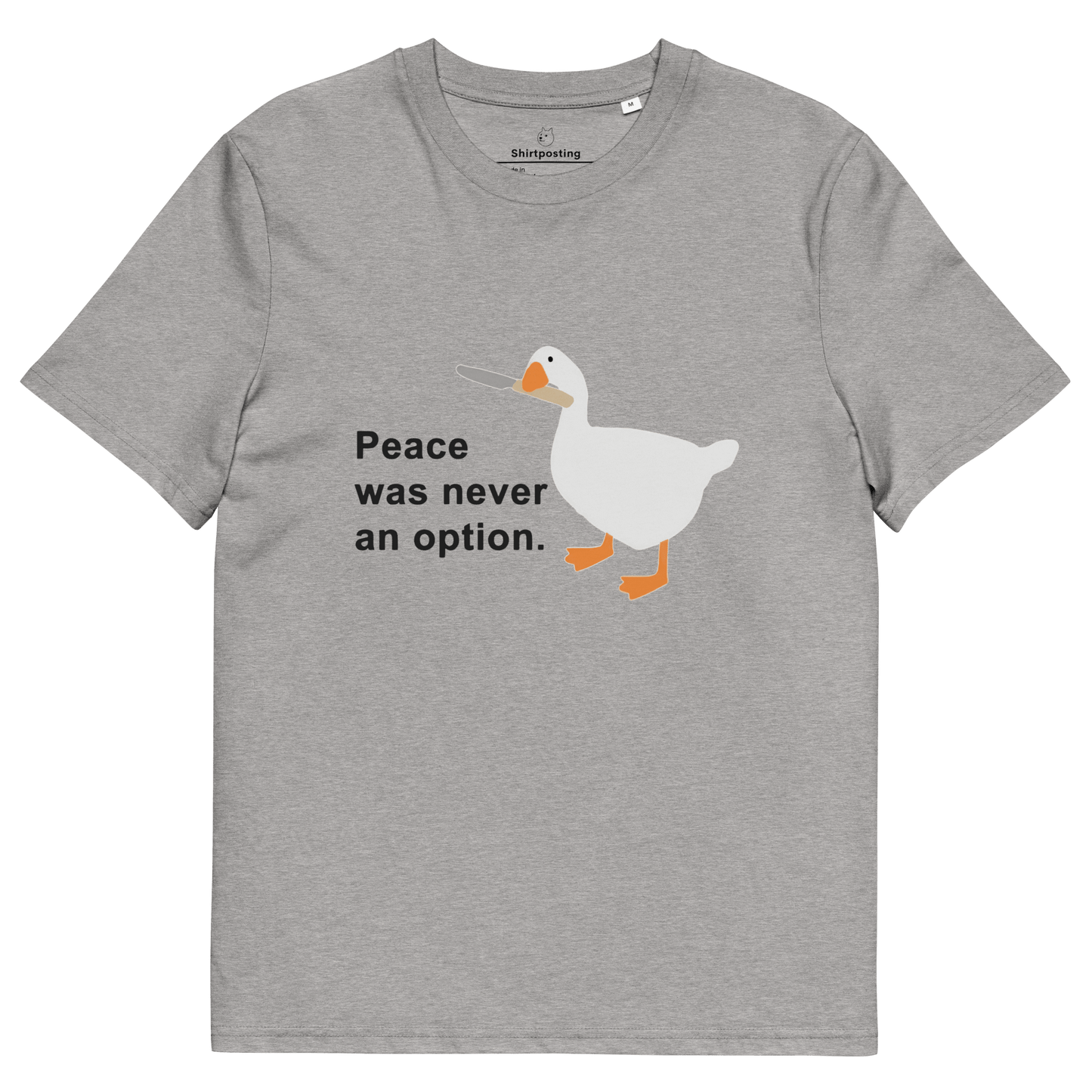 Peace Was Never An Option Premium Organic T-Shirt Meme - Heather Grey | Shirtposting