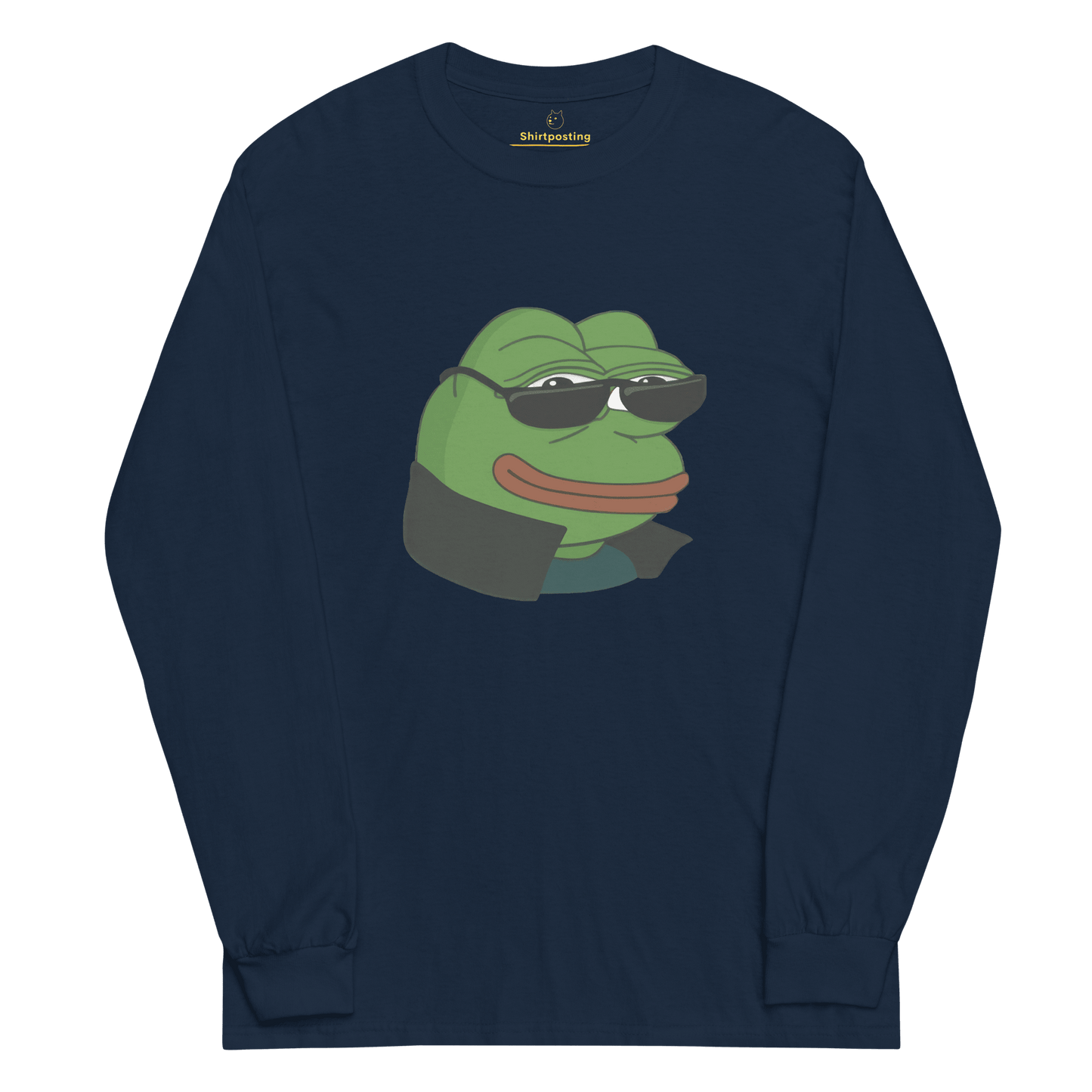 Pepe Long Sleeve T-Shirt Meme - Navy | Shirtposting