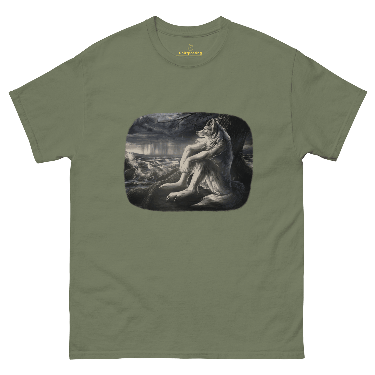 Sigma Wolf Classic T-Shirt Meme - Military Green | Shirtposting