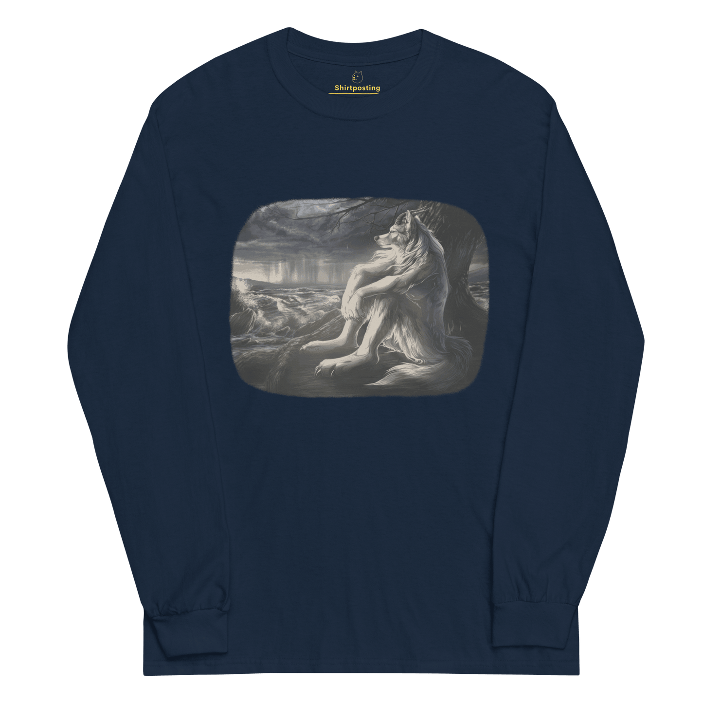 Sigma Wolf Long Sleeve T-Shirt Meme - Navy | Shirtposting