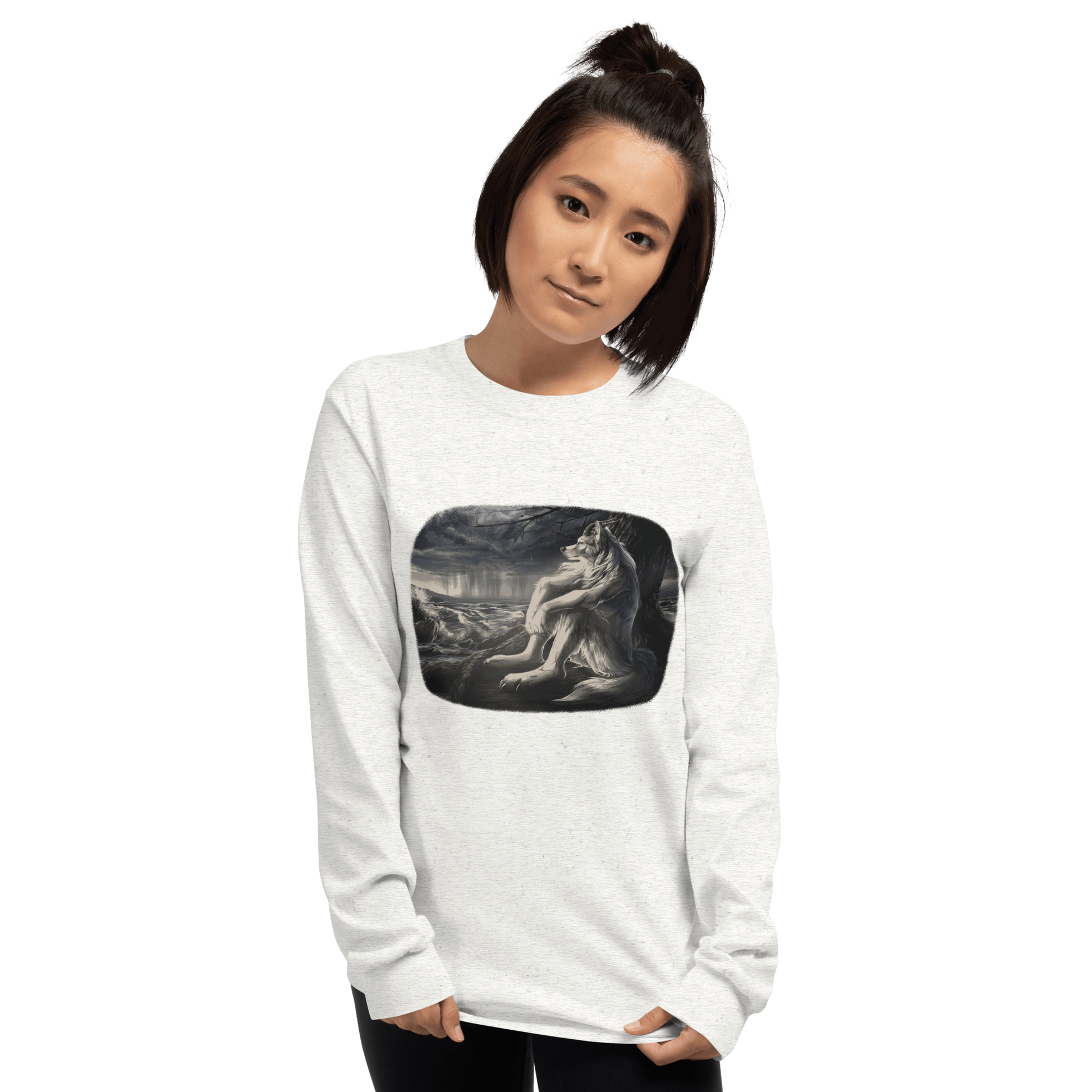 Sigma Wolf Long Sleeve T-Shirt Meme - Sport Grey | Shirtposting