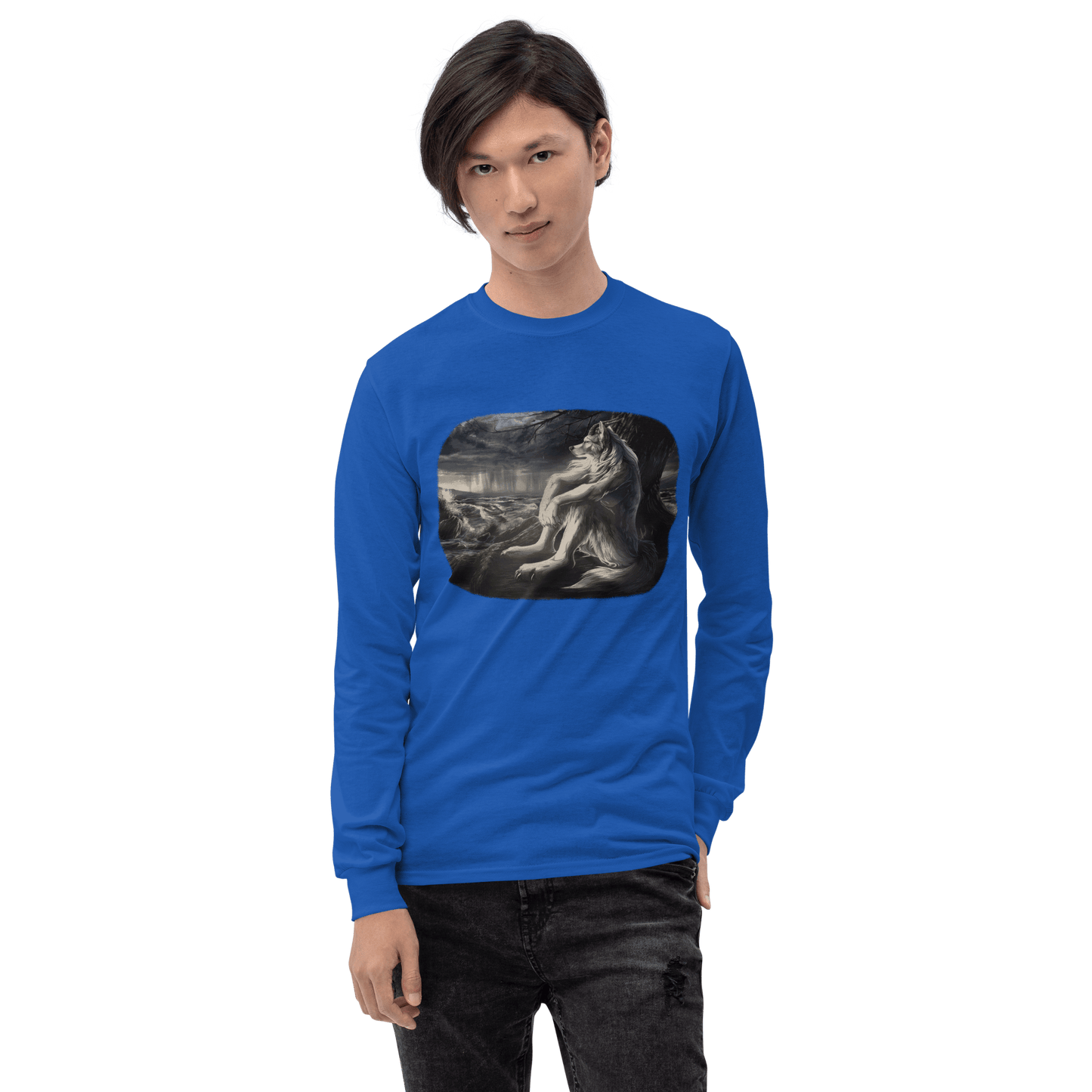 Sigma Wolf Long Sleeve T-Shirt Meme - Sport Grey | Shirtposting