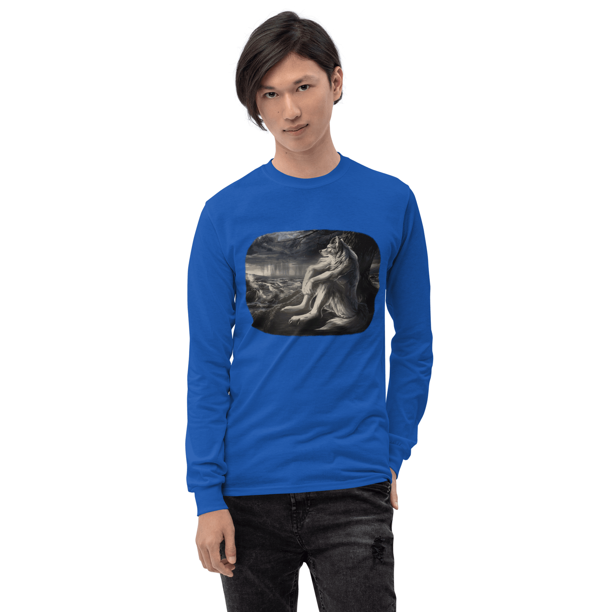 Sigma Wolf Long Sleeve T-Shirt Meme - Sport Grey | Shirtposting