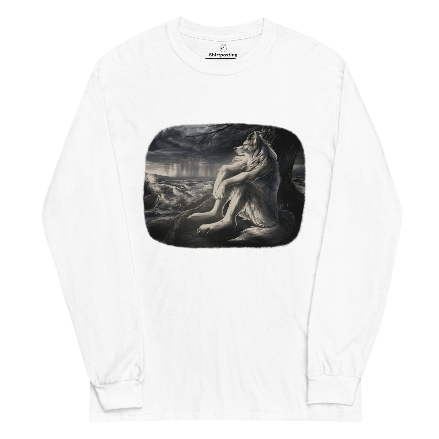 Sigma Wolf Long Sleeve T-Shirt Meme - White | Shirtposting
