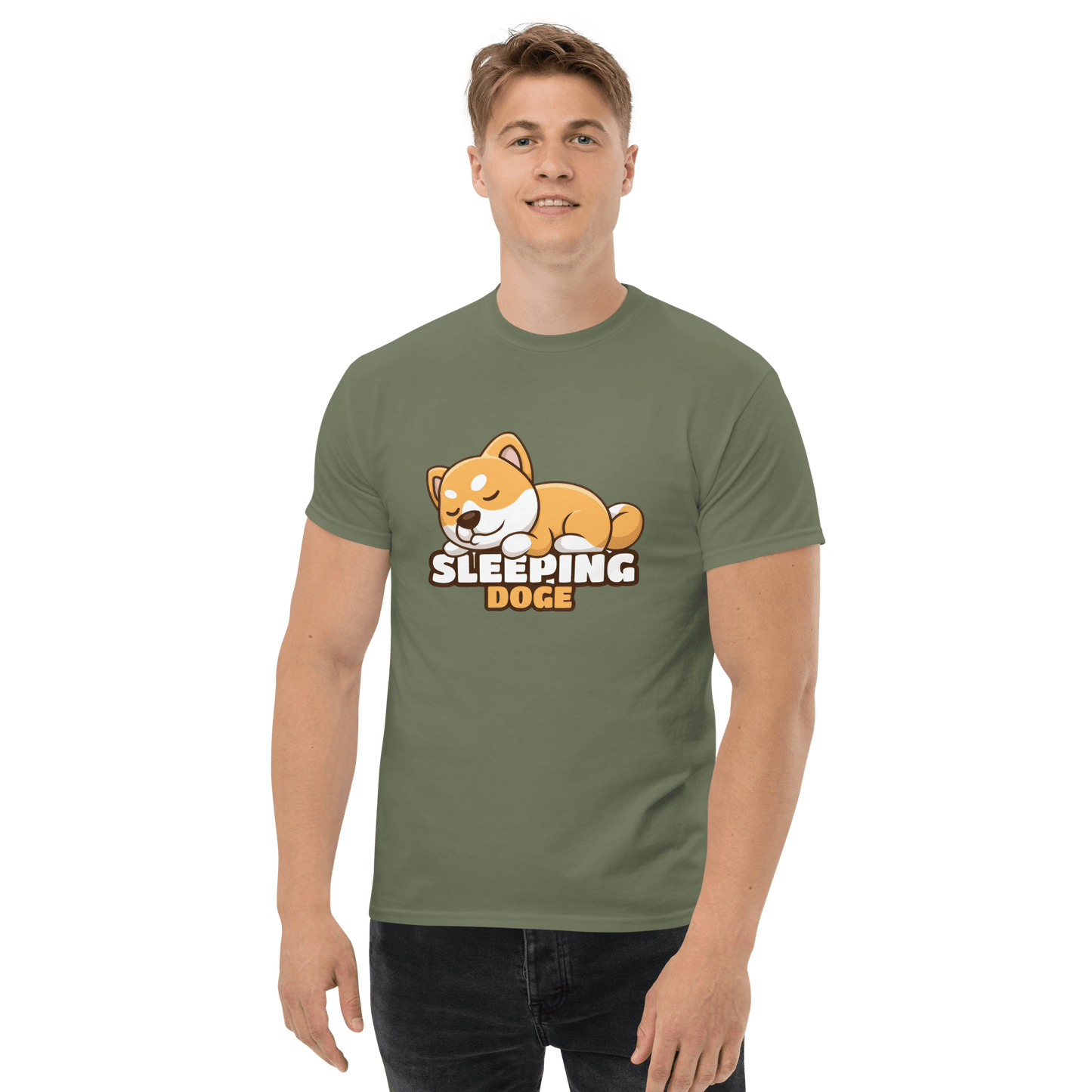 Sleeping Doge Classic T-Shirt Meme - Military Green | Shirtposting
