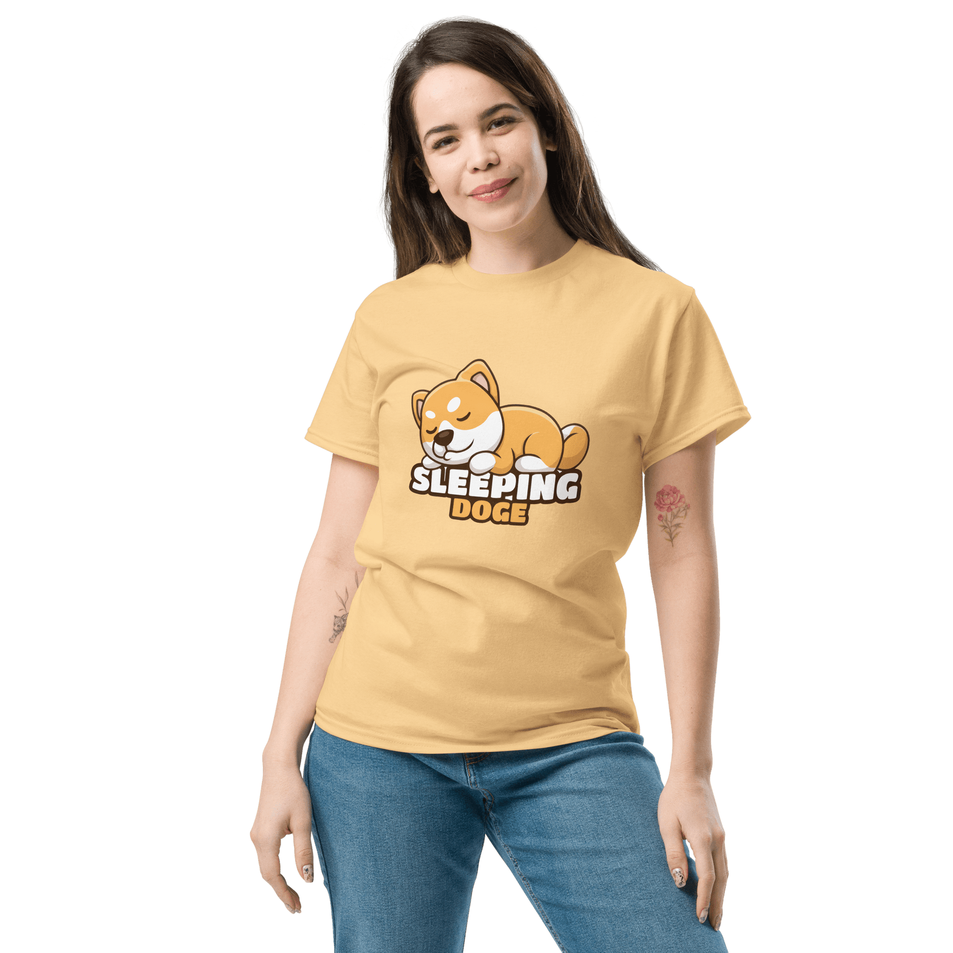 Sleeping Doge Classic T-Shirt Meme - Yellow Haze | Shirtposting