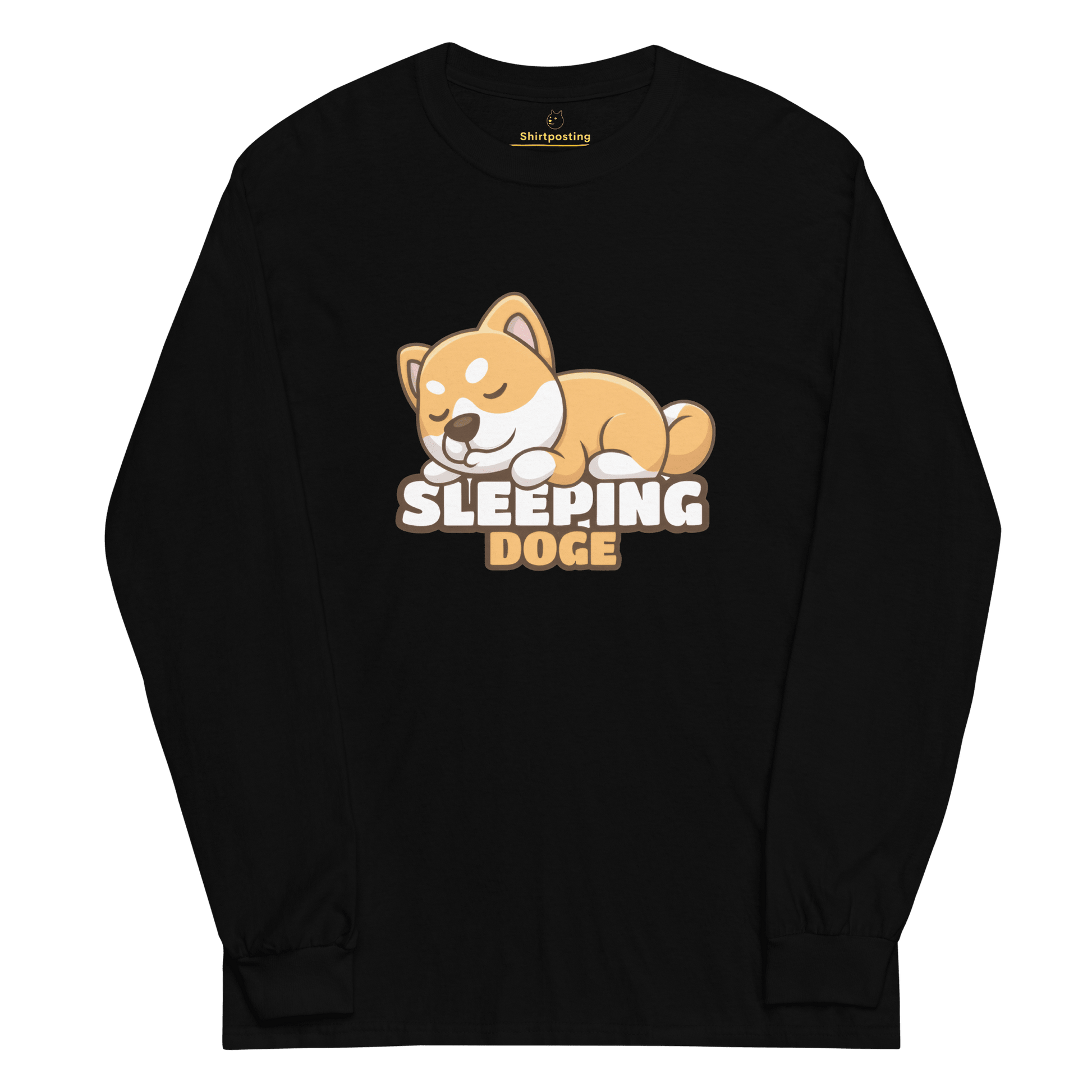 Sleeping Doge Long Sleeve T-Shirt Meme - Black | Shirtposting