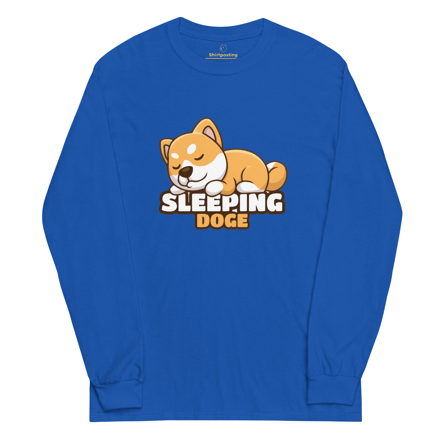 Sleeping Doge Long Sleeve T-Shirt Meme - Royal | Shirtposting