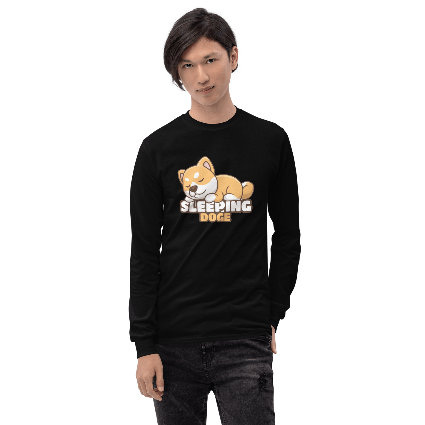 Sleeping Doge Long Sleeve T-Shirt Meme - Sport Grey | Shirtposting