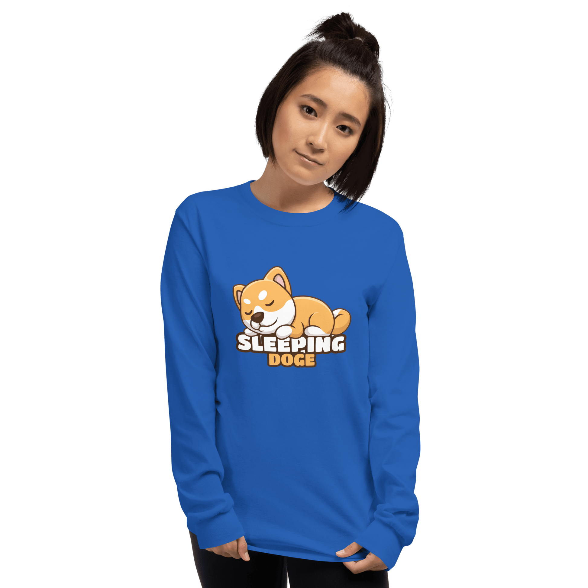 Sleeping Doge Long Sleeve T-Shirt Meme - Sport Grey | Shirtposting