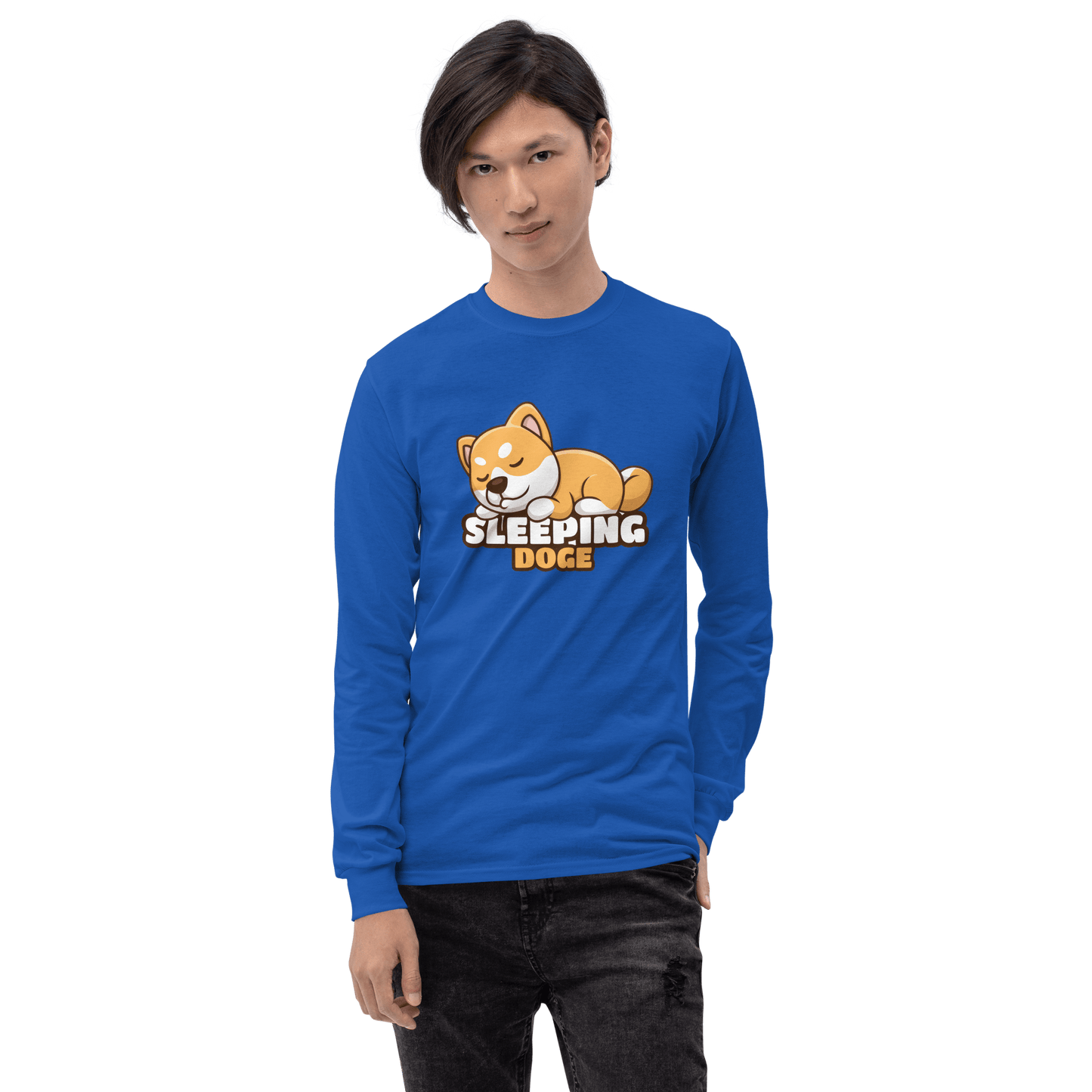 Sleeping Doge Long Sleeve T-Shirt Meme - Sport Grey | Shirtposting